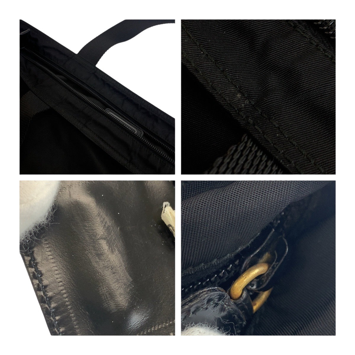 19578
PRADA Tessuto Triangle Logo Plate Black Gold Hardware Nylon Tote Bag Handbag Ladies ABP31