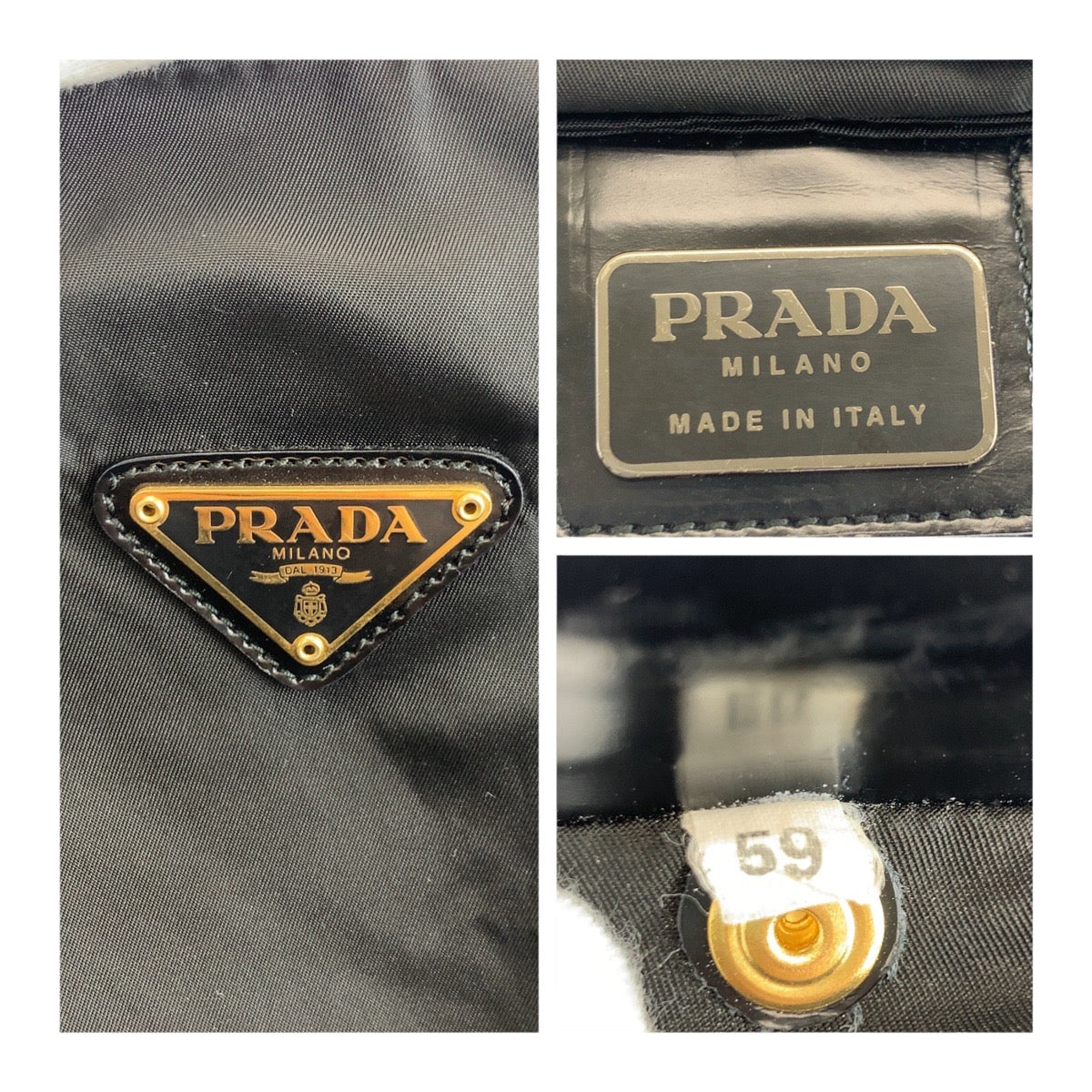 19578
PRADA Tessuto Triangle Logo Plate Black Gold Hardware Nylon Tote Bag Handbag Ladies ABP31
