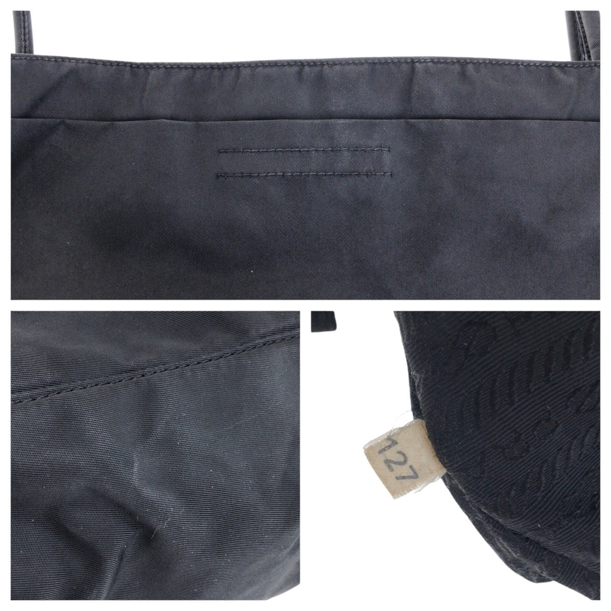 19579
PRADA プラダ テスート 三角ロゴプレート ブラック 黒 シルバー金具 ナイロン トートバッグ ショルダーバッグ レディース AB17