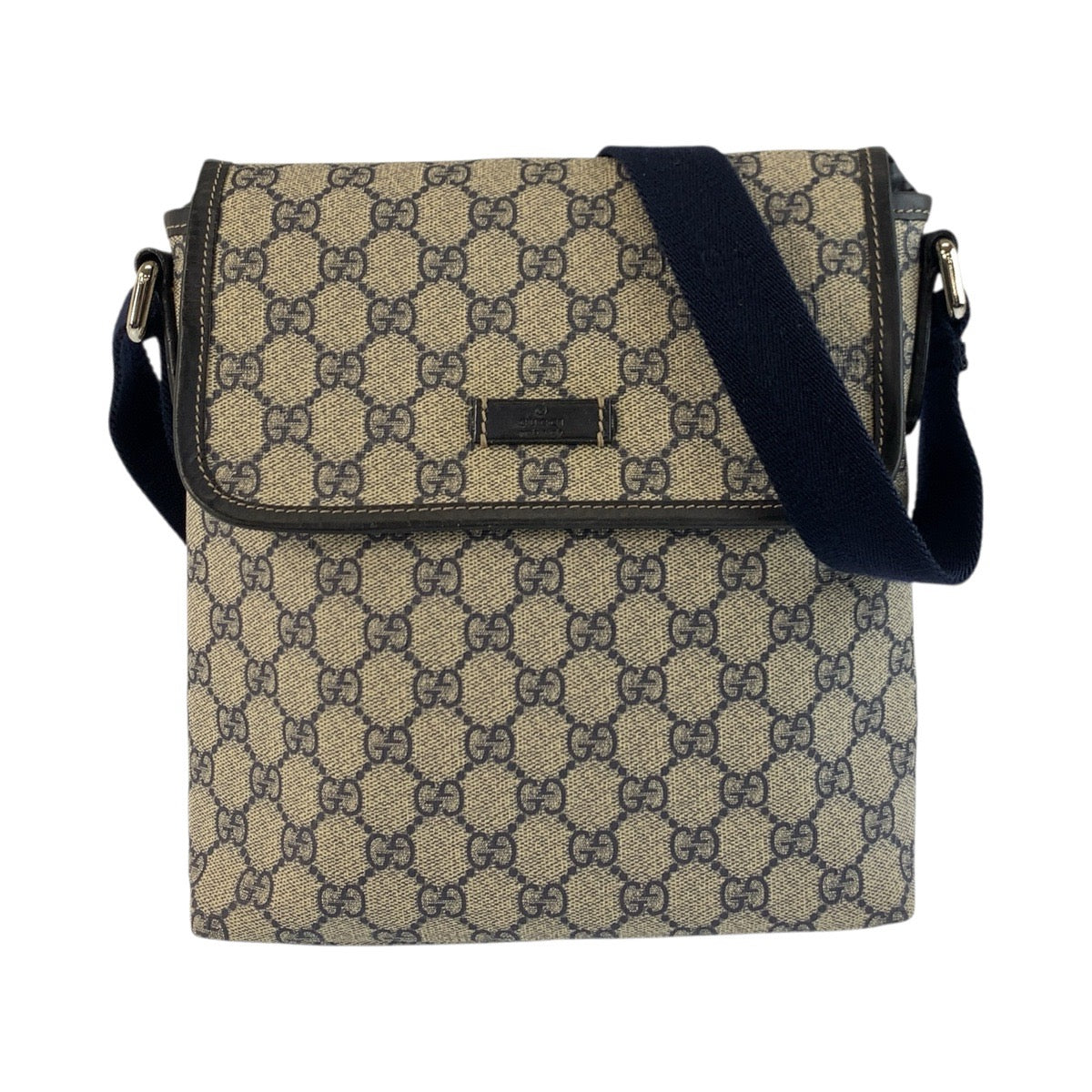 19586
GUCCI Grey Navy Silver Hardware GG Supreme Canvas 223666 Shoulder Bag Pochette Ladies ABP41