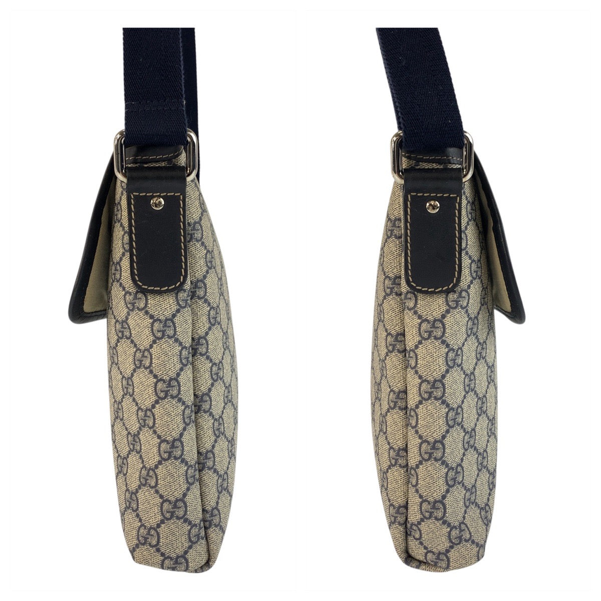 19586
GUCCI Grey Navy Silver Hardware GG Supreme Canvas 223666 Shoulder Bag Pochette Ladies ABP41