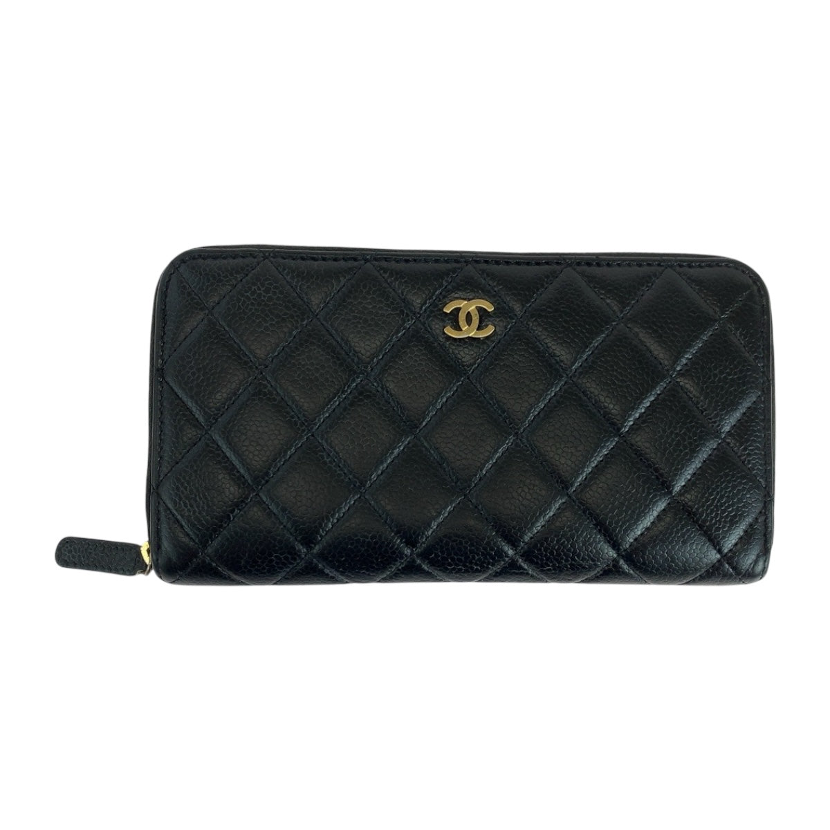 19588
CHANEL シャネル マトラッセ ココマーク ブラック 黒 ゴールド金具 キャビアスキン 長財布 ラウンドファスナー レディース AB59