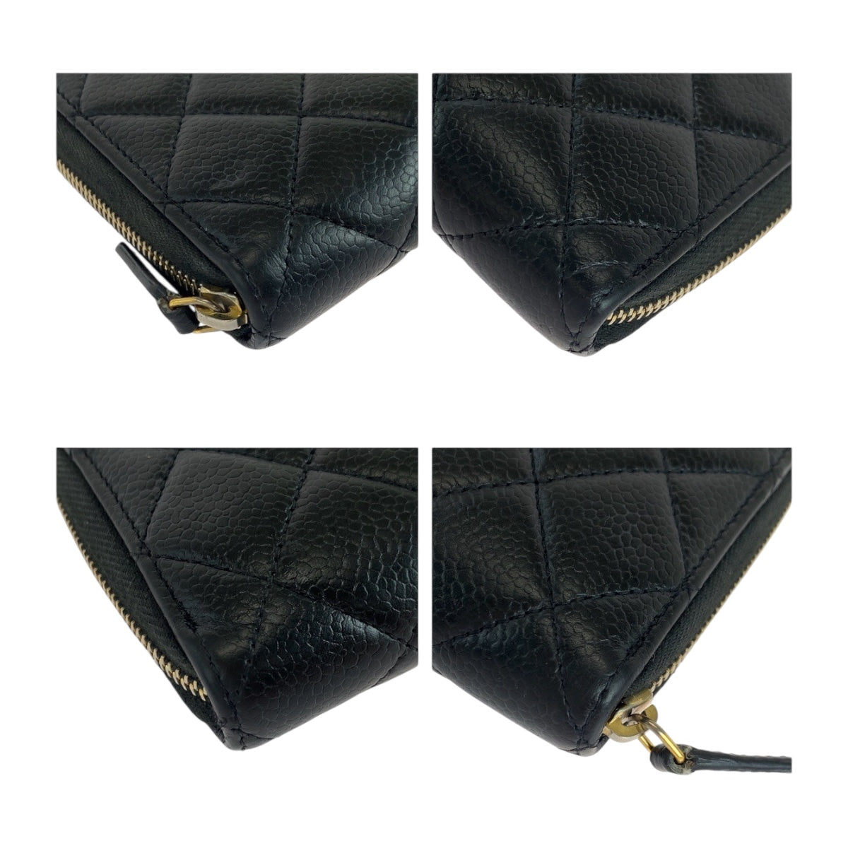19588
CHANEL シャネル マトラッセ ココマーク ブラック 黒 ゴールド金具 キャビアスキン 長財布 ラウンドファスナー レディース AB59