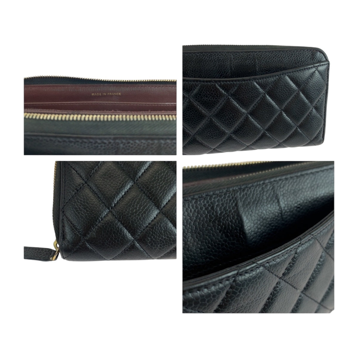 19588
CHANEL シャネル マトラッセ ココマーク ブラック 黒 ゴールド金具 キャビアスキン 長財布 ラウンドファスナー レディース AB59