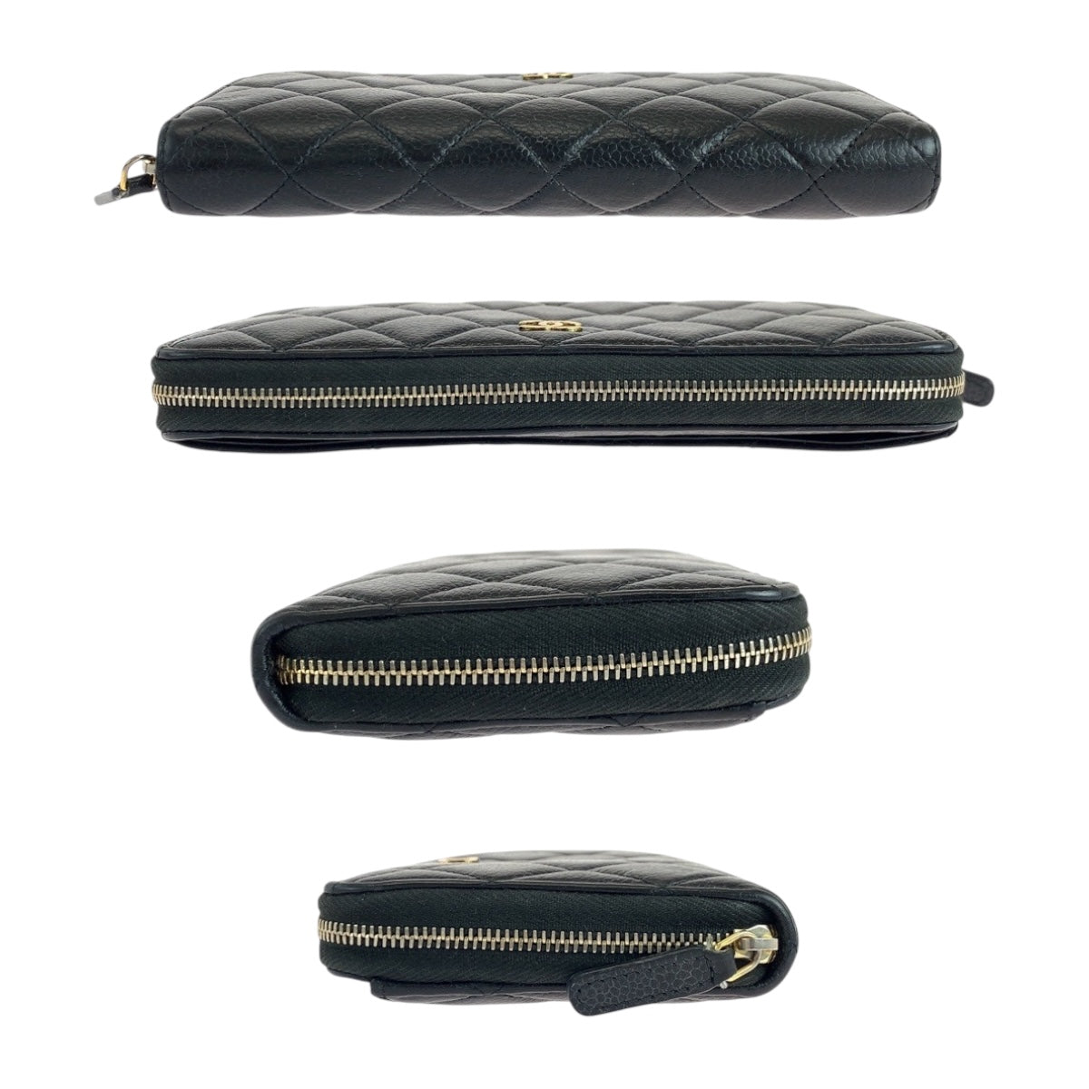 19588
CHANEL シャネル マトラッセ ココマーク ブラック 黒 ゴールド金具 キャビアスキン 長財布 ラウンドファスナー レディース AB59