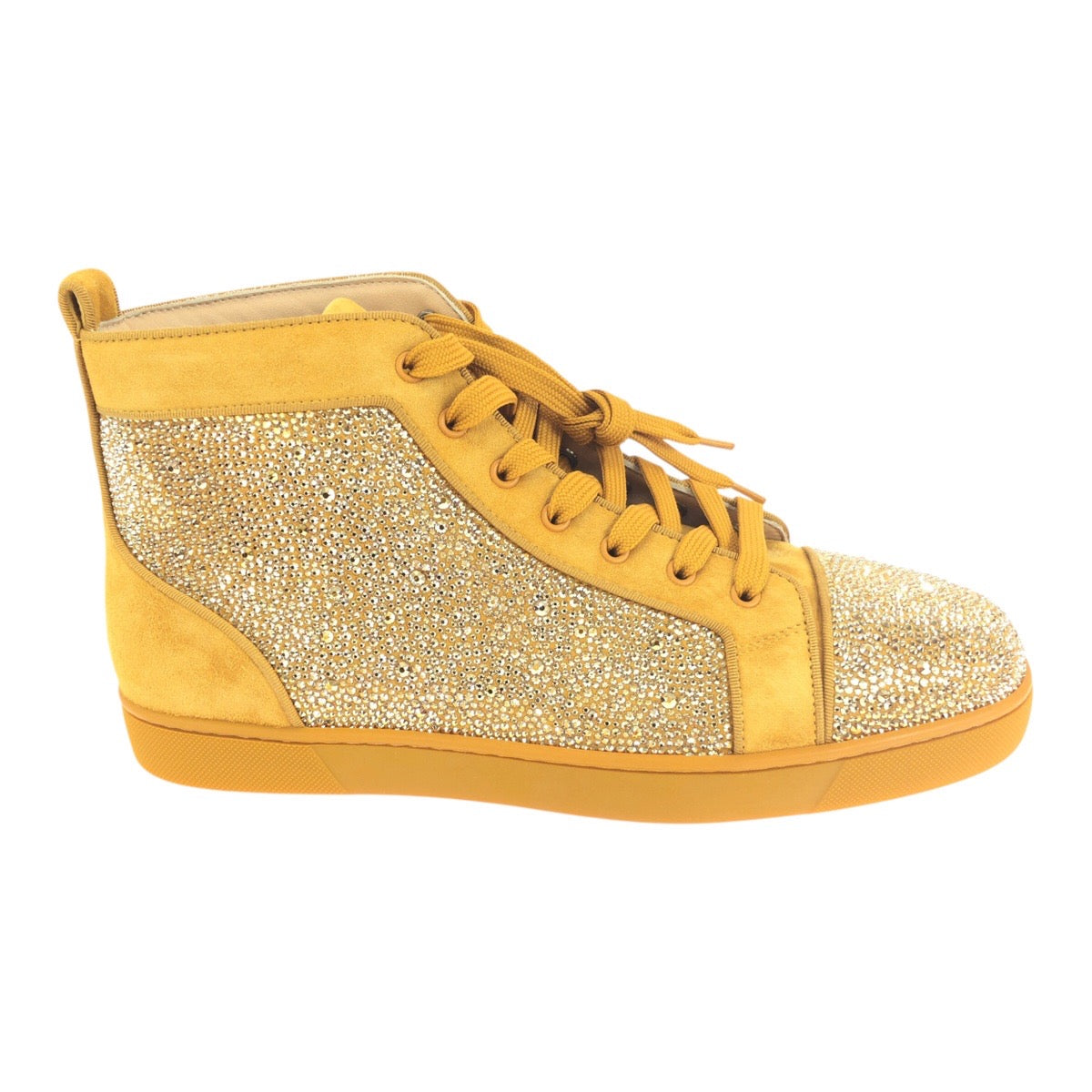 19591
Christian Louboutin Swarovski Size 44 Gold Suede High-Top Sneakers Men's S89