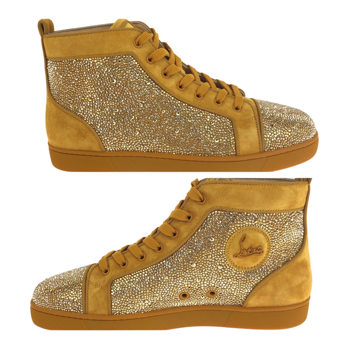 19591
Christian Louboutin Swarovski Size 44 Gold Suede High-Top Sneakers Men's S89