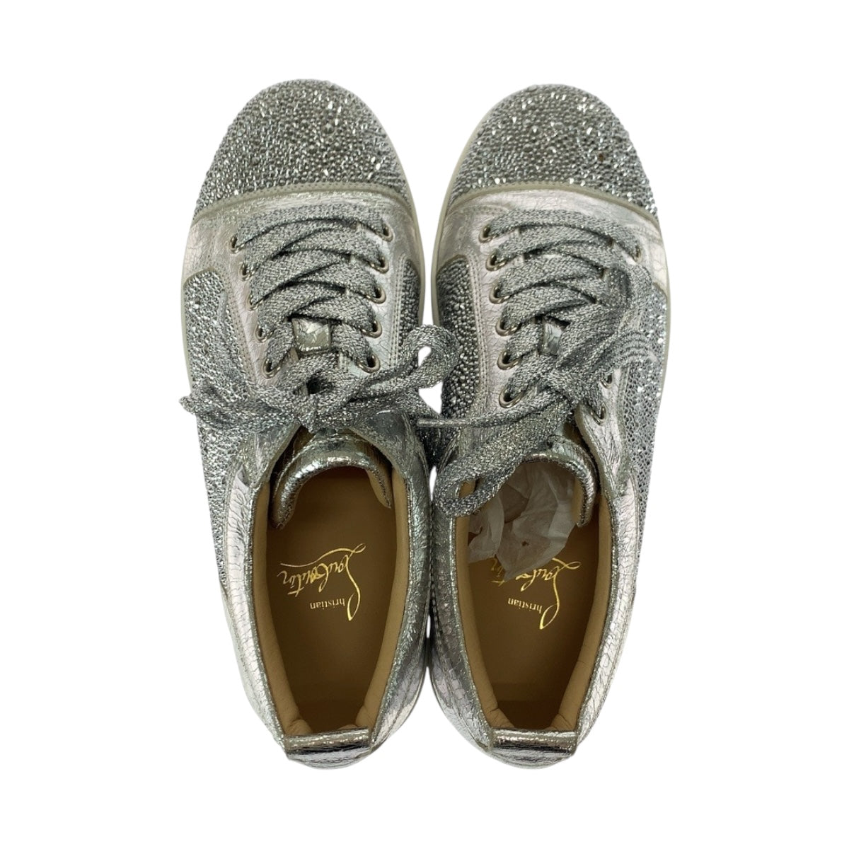 19592
Christian Louboutin クリスチャンルブタン ルイスジュニア スワロフスキー サイズ38 シルバー スワロフスキー / レザー 3180154 スニーカー  レディース A41