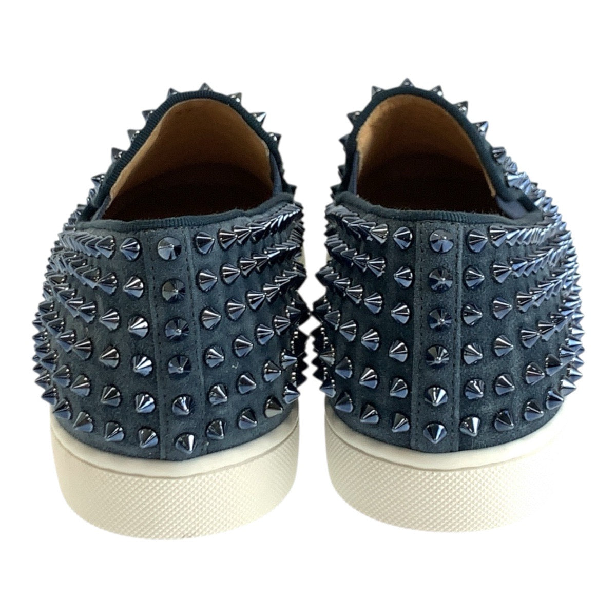 19593
Christian Louboutin クリスチャンルブタン スタッズ サイズ39 ネイビー ホワイト スウェード スリッポン スニーカー メンズ SA48
