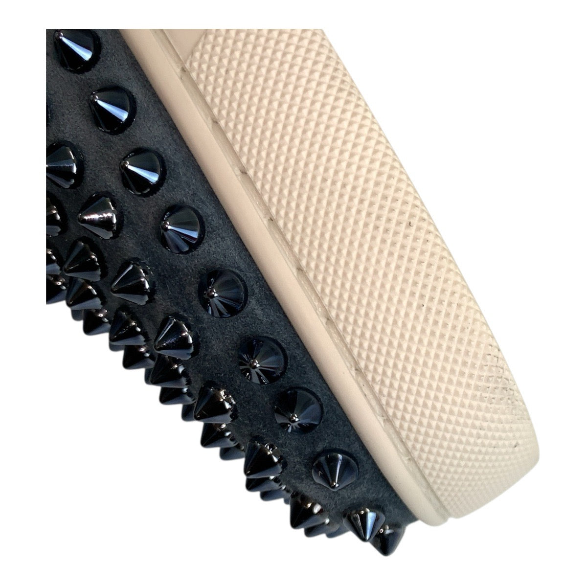 19593
Christian Louboutin クリスチャンルブタン スタッズ サイズ39 ネイビー ホワイト スウェード スリッポン スニーカー メンズ SA48