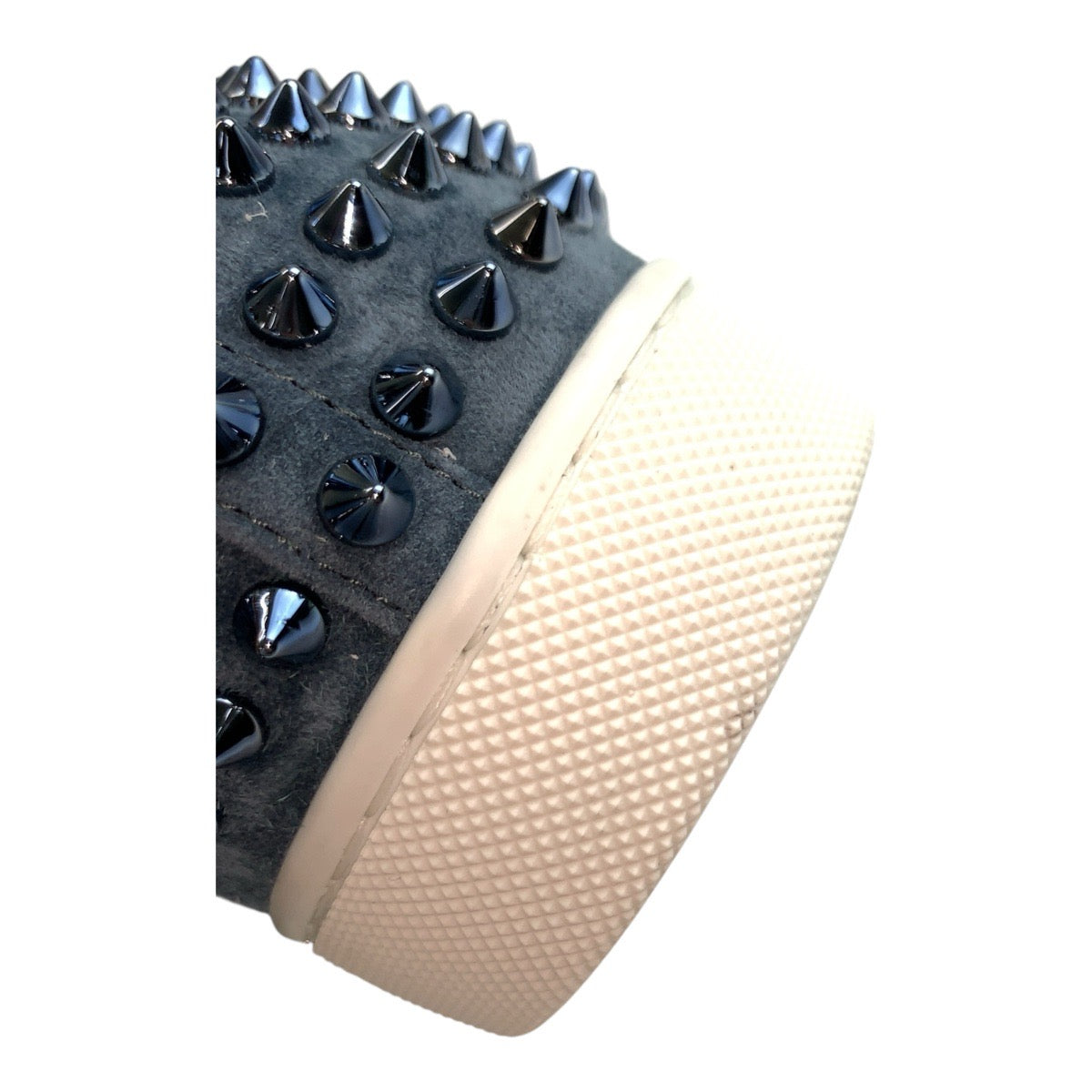 19593
Christian Louboutin クリスチャンルブタン スタッズ サイズ39 ネイビー ホワイト スウェード スリッポン スニーカー メンズ SA48