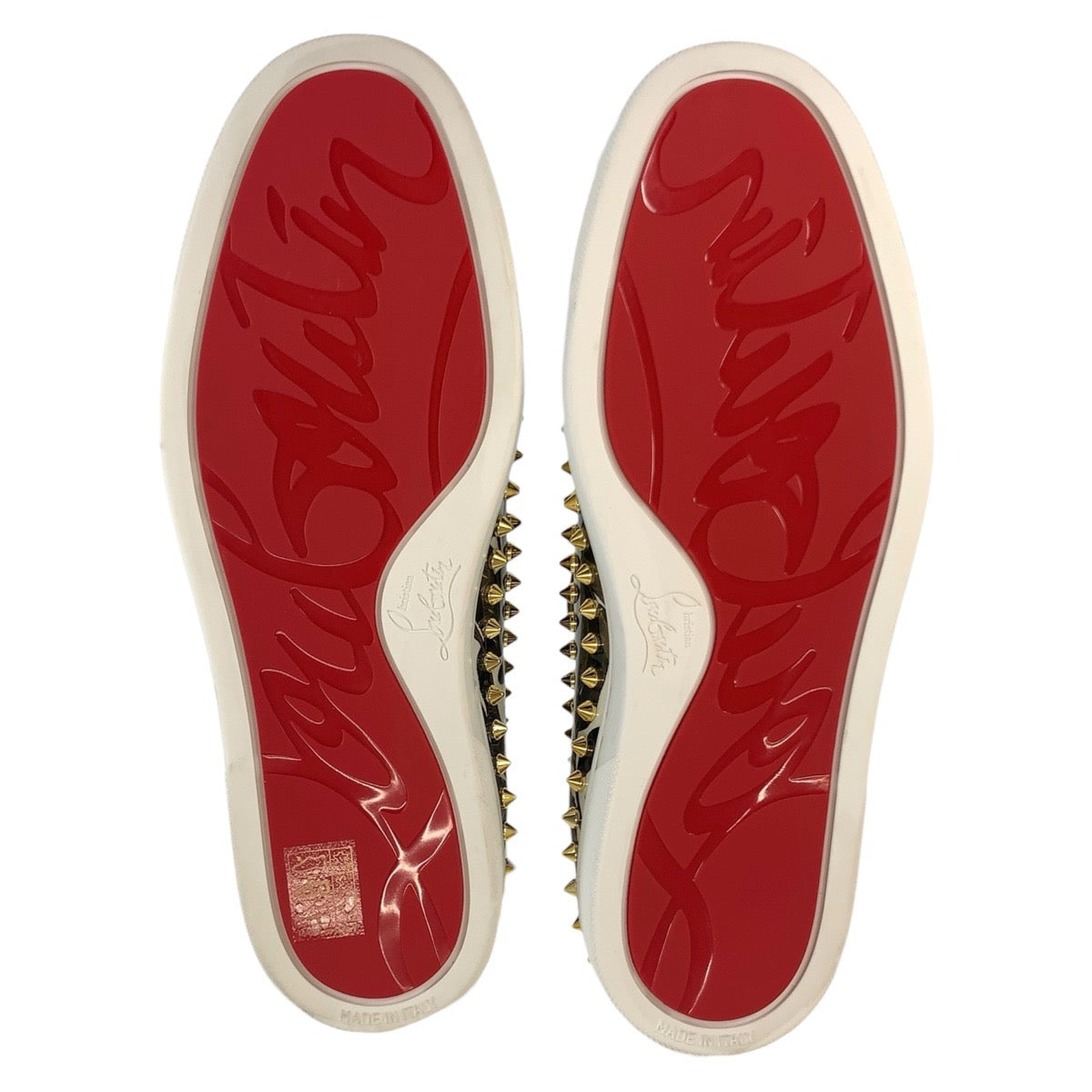 19594
Christian Louboutin クリスチャンルブタン ピックボート スタッズ サイズ表記41/26cm グリーン ゴールド パテントレザー スリッポン ローカットスニーカー  メンズ A48