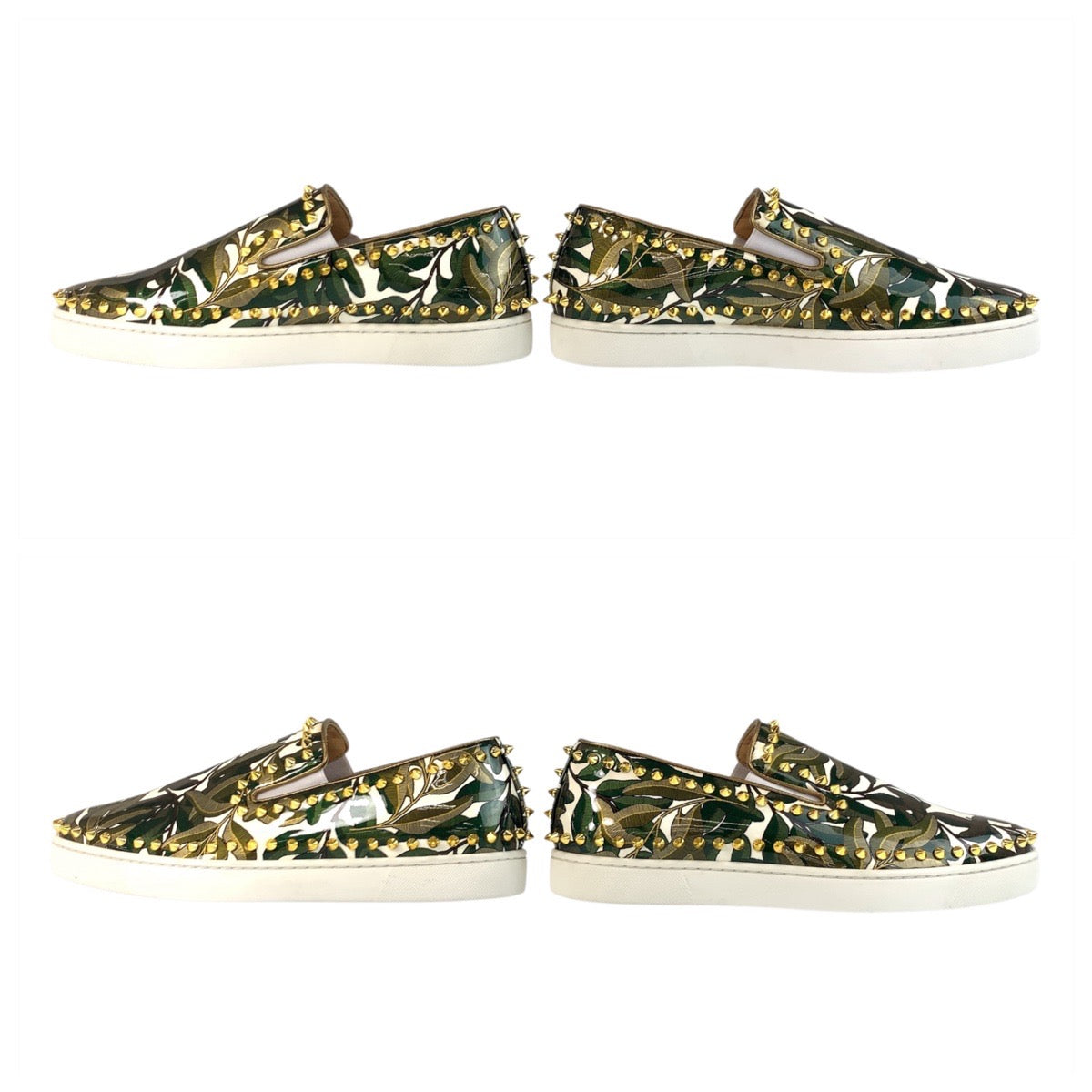 19594
Christian Louboutin クリスチャンルブタン ピックボート スタッズ サイズ表記41/26cm グリーン ゴールド パテントレザー スリッポン ローカットスニーカー  メンズ A48