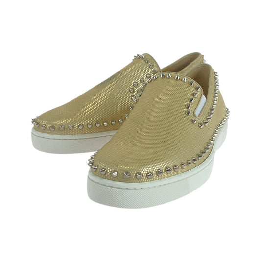 19595
Christian Louboutin クリスチャンルブタン ピックボート サイズ表記41/26cm ゴールド ホワイト レザー スリッポン ローカットスニーカー  メンズ A34