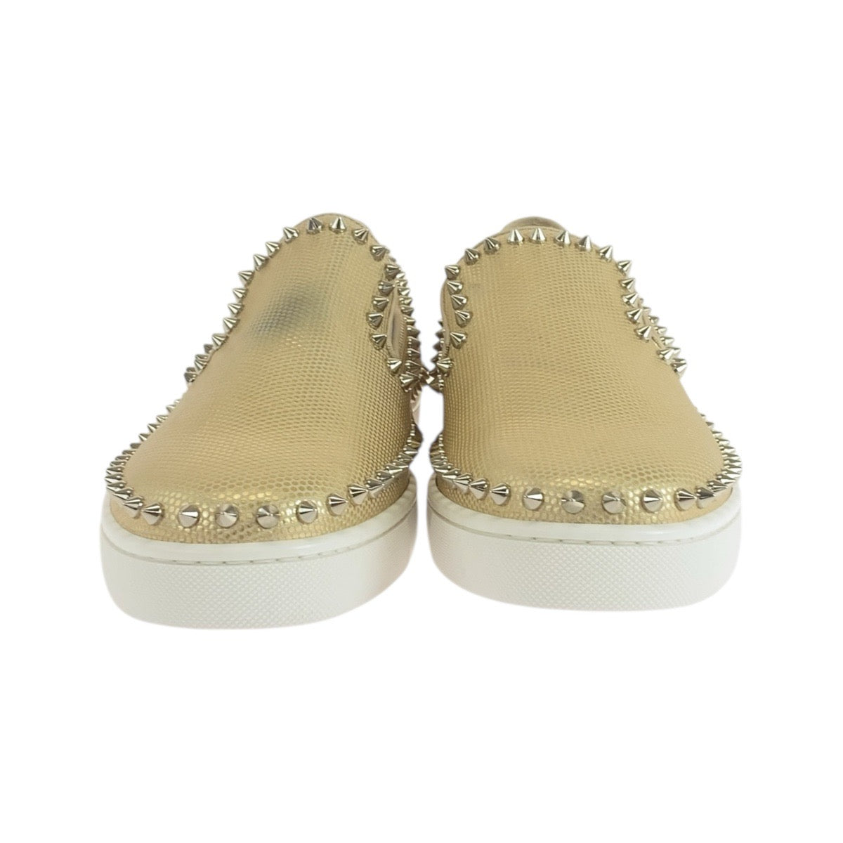 19595
Christian Louboutin クリスチャンルブタン ピックボート サイズ表記41/26cm ゴールド ホワイト レザー スリッポン ローカットスニーカー  メンズ A34