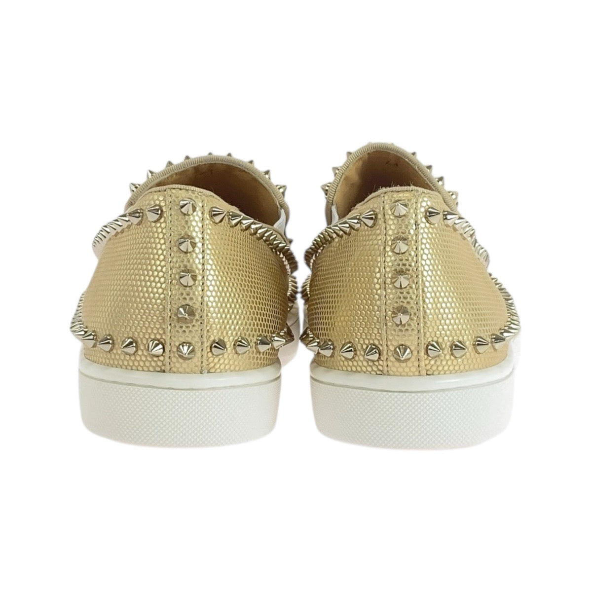19595
Christian Louboutin クリスチャンルブタン ピックボート サイズ表記41/26cm ゴールド ホワイト レザー スリッポン ローカットスニーカー  メンズ A34