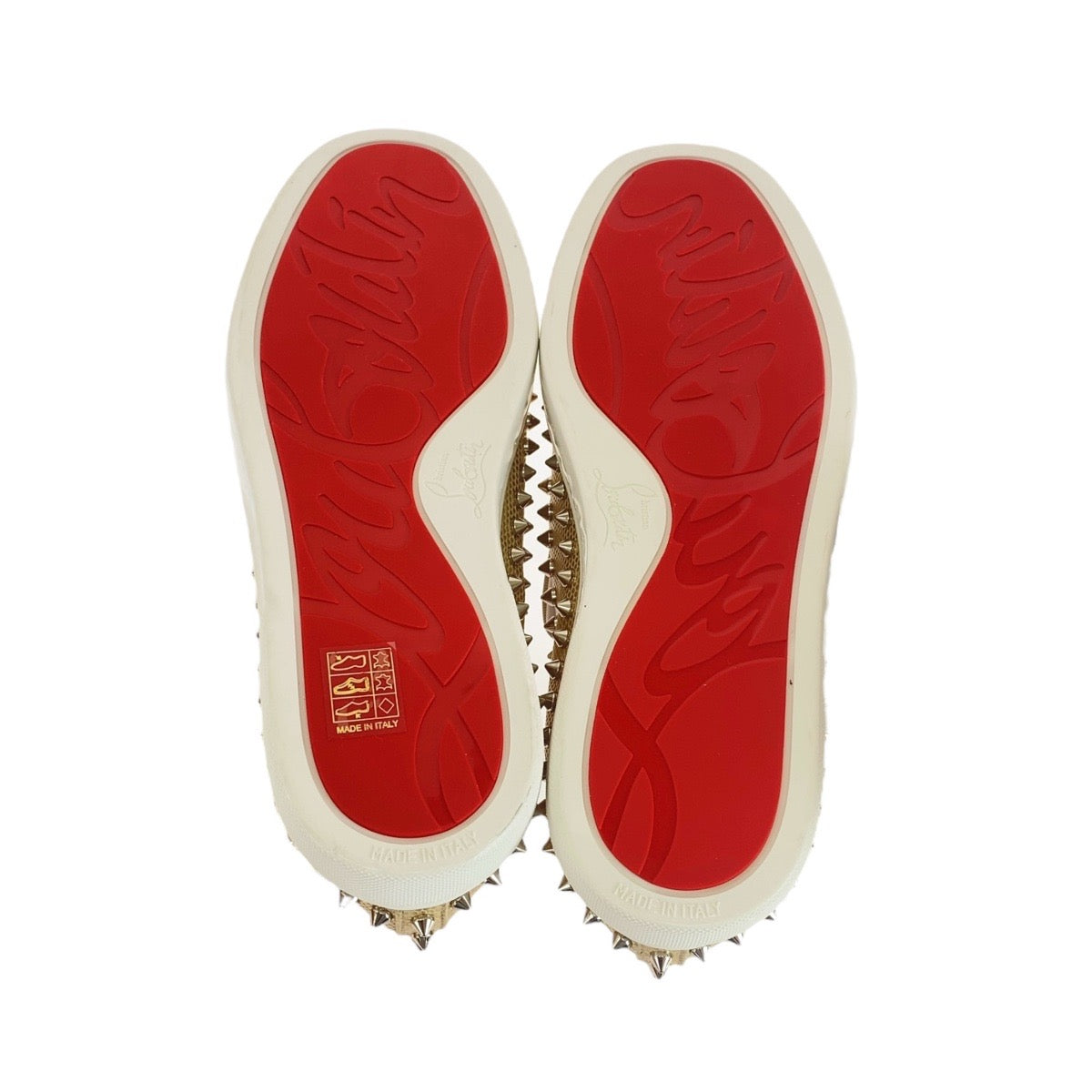 19595
Christian Louboutin クリスチャンルブタン ピックボート サイズ表記41/26cm ゴールド ホワイト レザー スリッポン ローカットスニーカー  メンズ A34