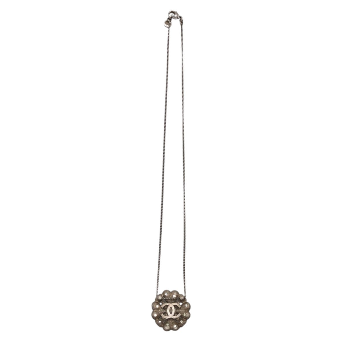 19596
CHANEL シャネル クローバー ココマーク シルバー メタル ネックレス ペンダント レディース A55