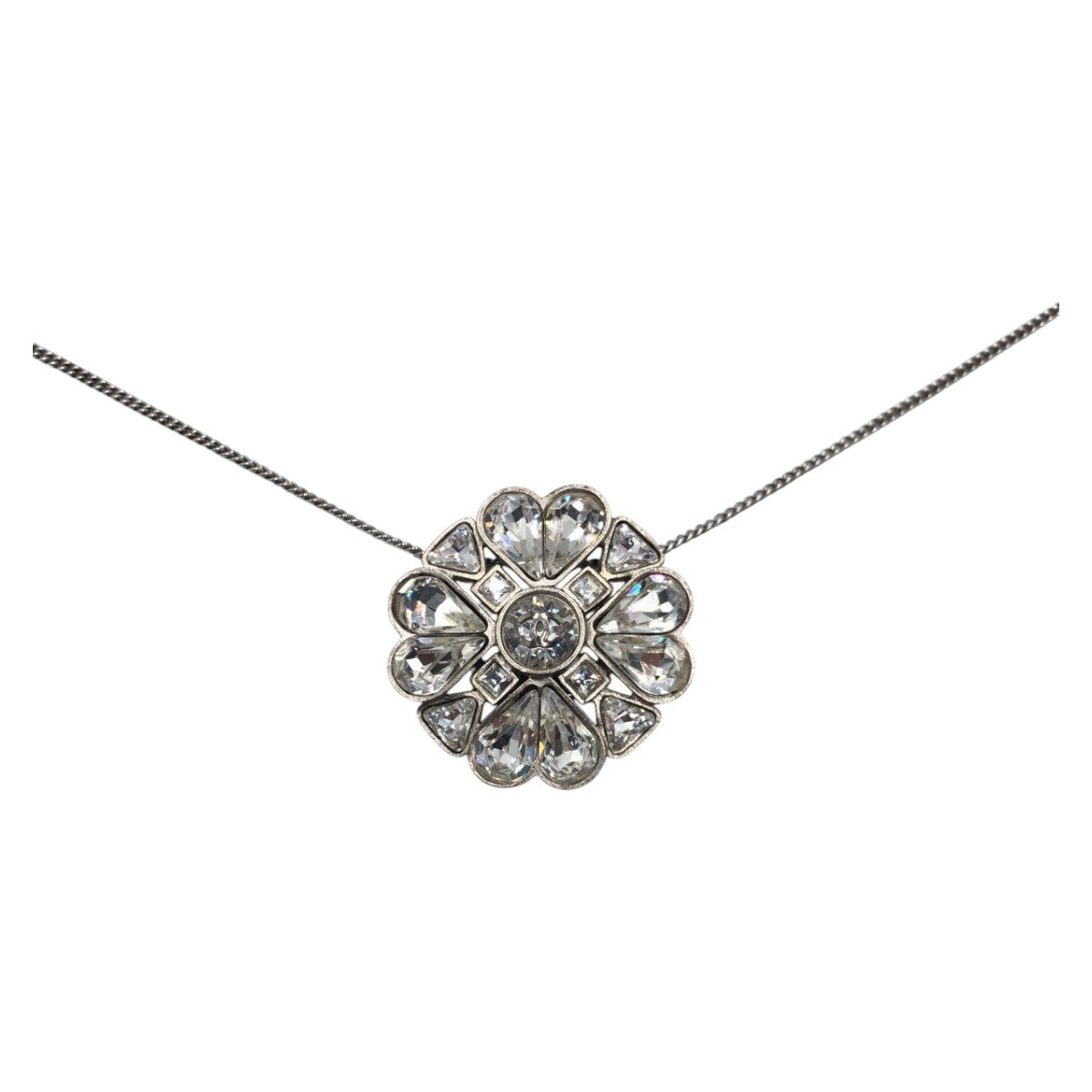 19596
CHANEL シャネル クローバー ココマーク シルバー メタル ネックレス ペンダント レディース A55
