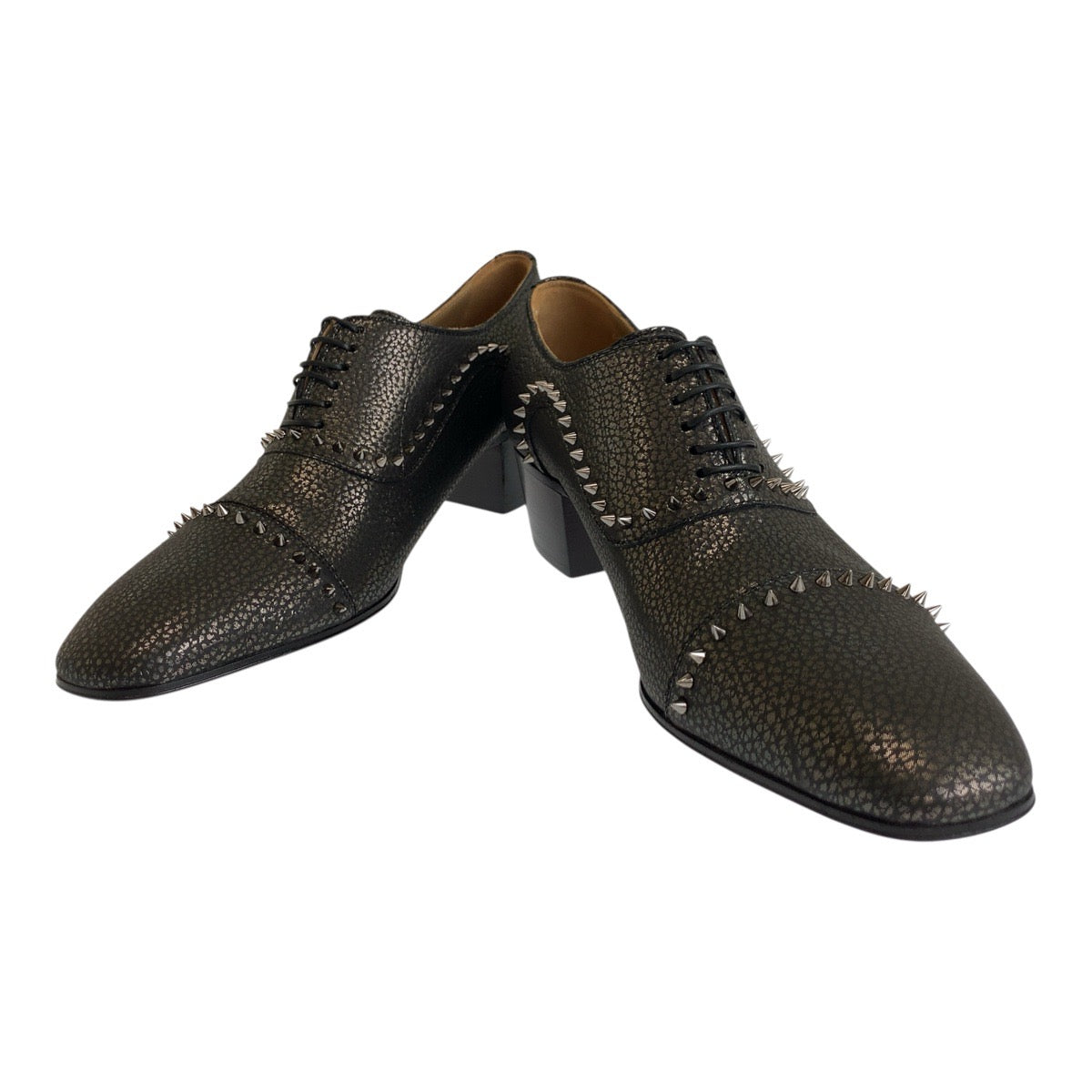 19597
Christian Louboutin クリスチャンルブタン イートン スタッズ サイズ40 メタリックブラウン シルバー金具 レザー ドレスシューズ ビジネスシュース メンズ SA41