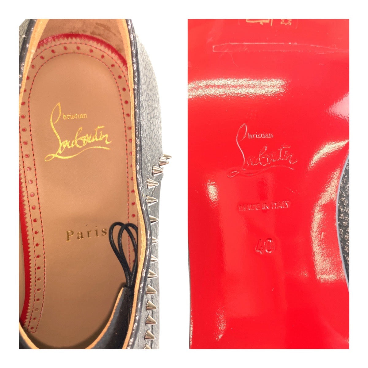19597
Christian Louboutin クリスチャンルブタン イートン スタッズ サイズ40 メタリックブラウン シルバー金具 レザー ドレスシューズ ビジネスシュース メンズ SA41