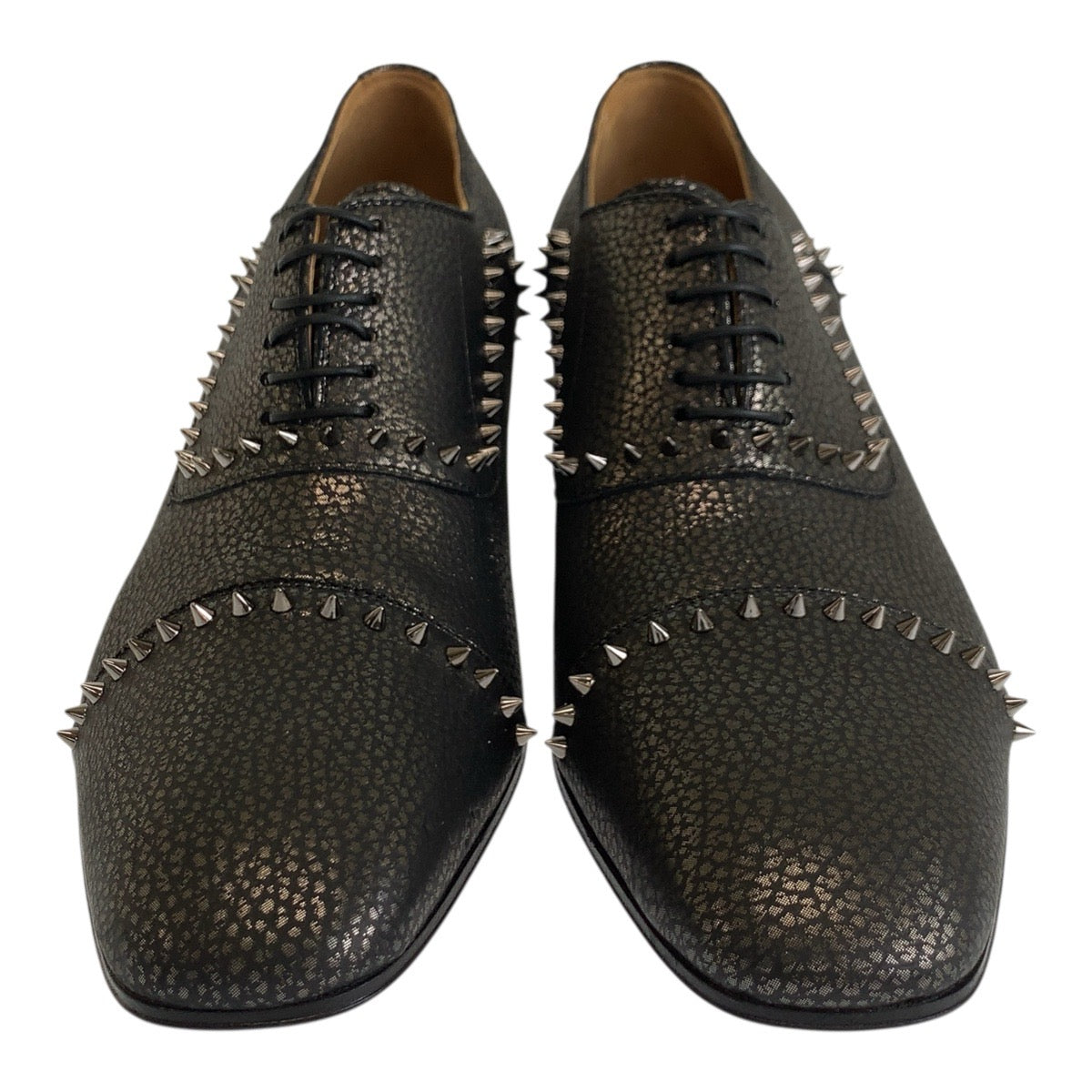 19597
Christian Louboutin クリスチャンルブタン イートン スタッズ サイズ40 メタリックブラウン シルバー金具 レザー ドレスシューズ ビジネスシュース メンズ SA41