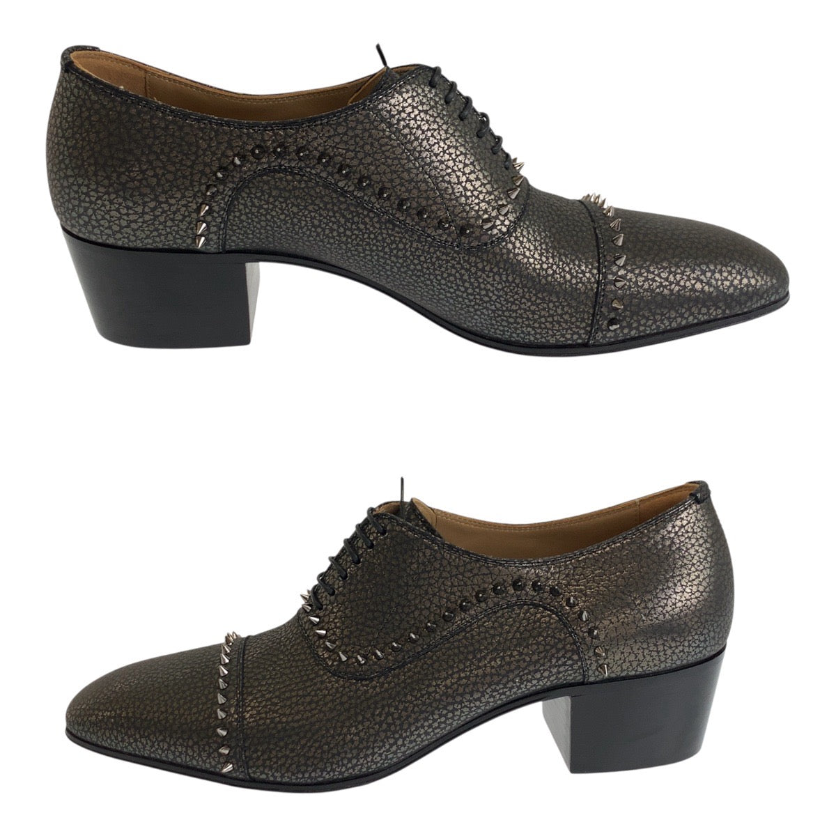 19597
Christian Louboutin クリスチャンルブタン イートン スタッズ サイズ40 メタリックブラウン シルバー金具 レザー ドレスシューズ ビジネスシュース メンズ SA41