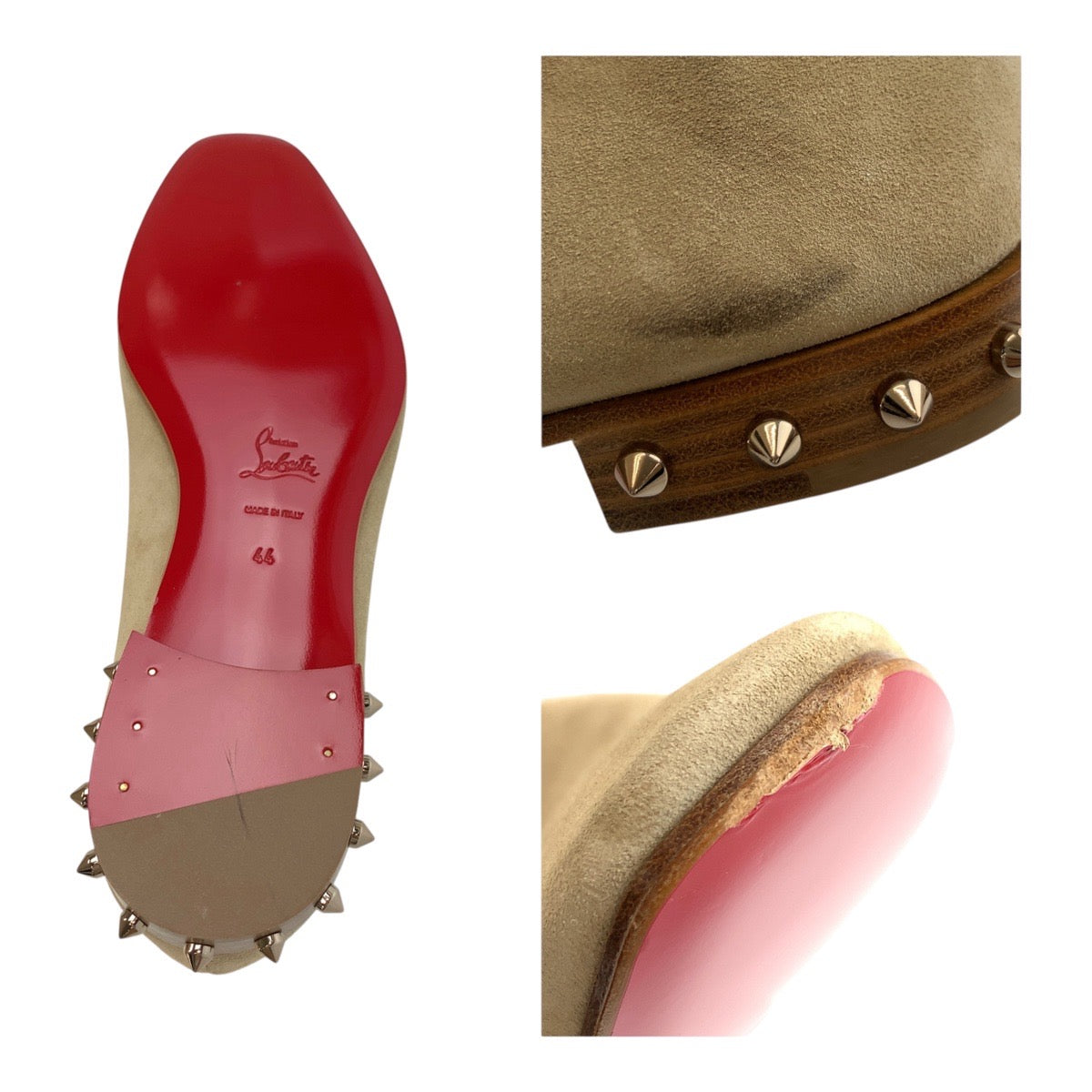 19598
Christian Louboutin クリスチャンルブタン スタッズ サイズ44 ベージュ ブラウン スウェード アイテム ローファー ドレスシューズ 革靴 メンズ A41