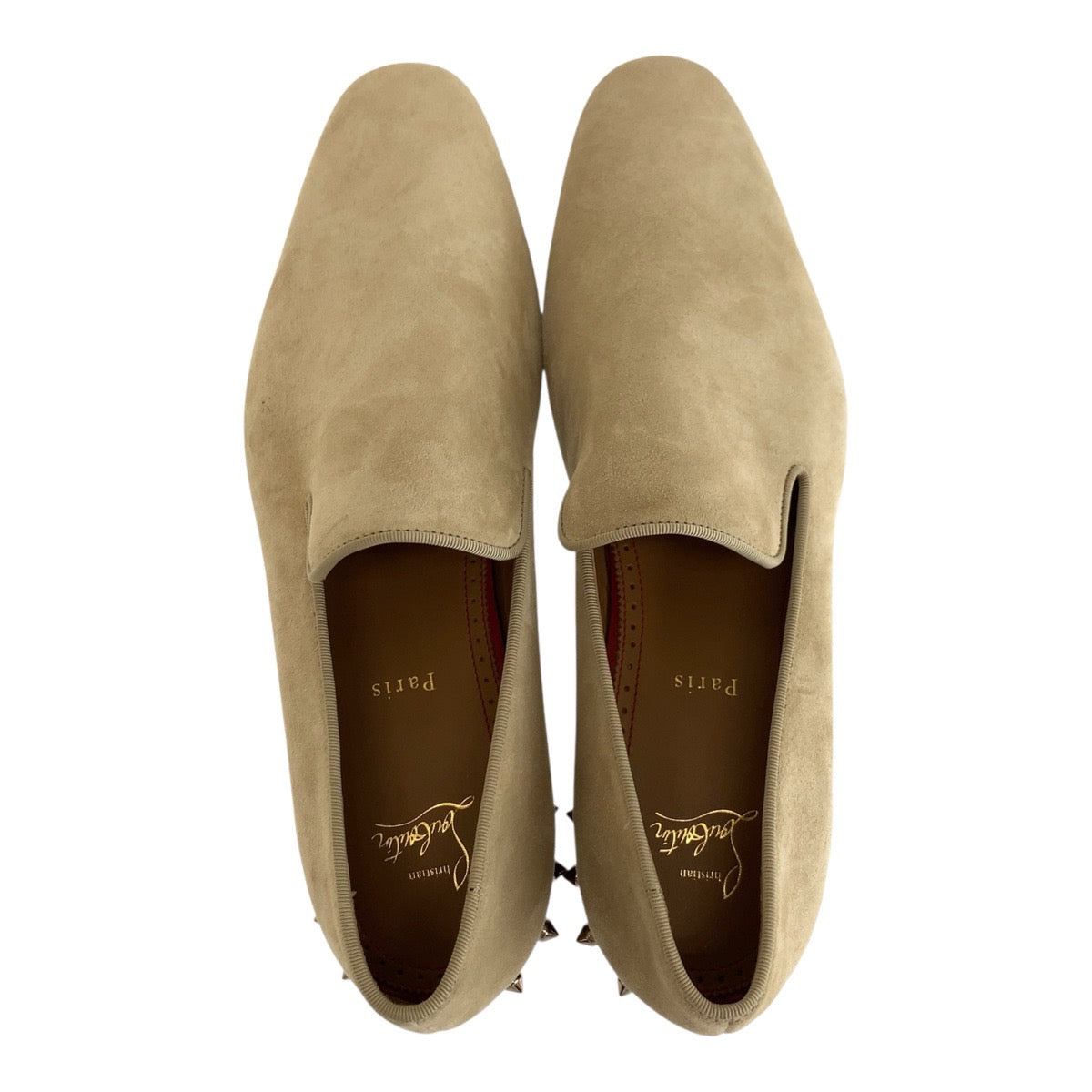 19598
Christian Louboutin クリスチャンルブタン スタッズ サイズ44 ベージュ ブラウン スウェード アイテム ローファー ドレスシューズ 革靴 メンズ A41