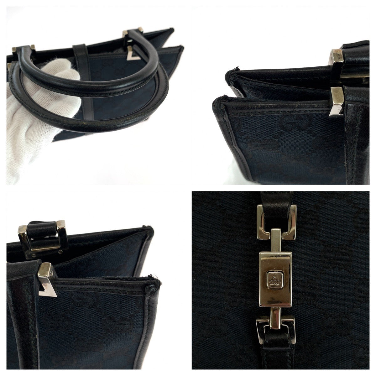 19600
GUCCI グッチ ジャッキー ブラック 黒 シルバー金具 GGキャンバス 002 1065 トートバッグ ハンドバッグ レディース AB27