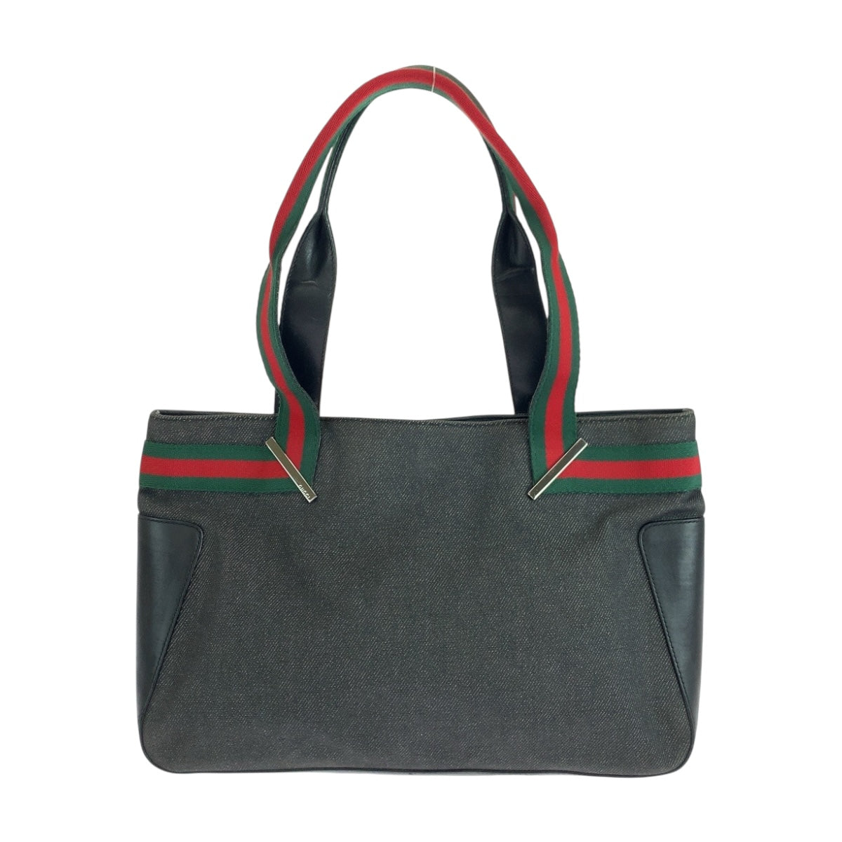 19601
GUCCI Sherry Line Black Canvas with Silver Hardware 73983 Tote Bag Handbag Ladies ABP29