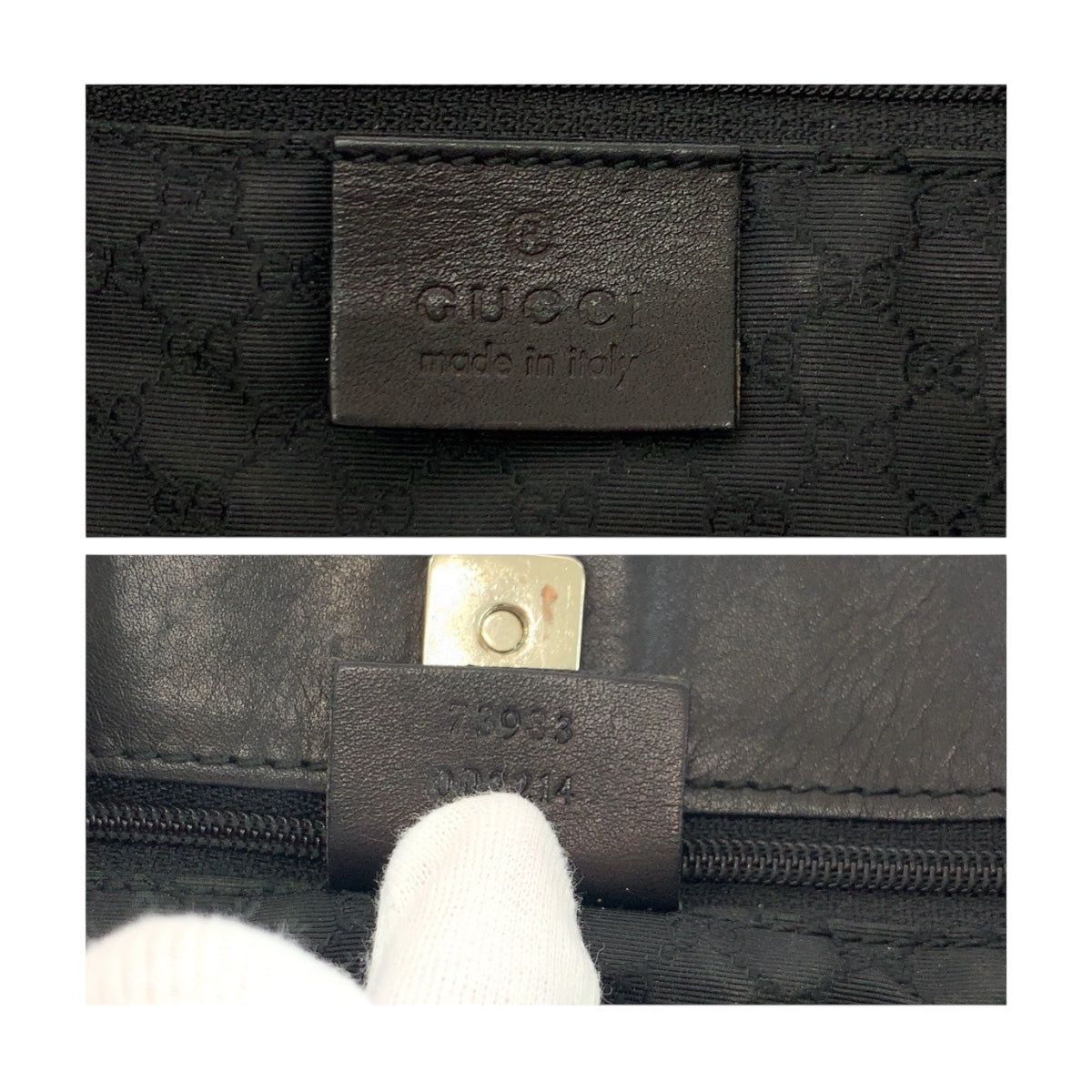 19601
GUCCI Sherry Line Black Canvas with Silver Hardware 73983 Tote Bag Handbag Ladies ABP29