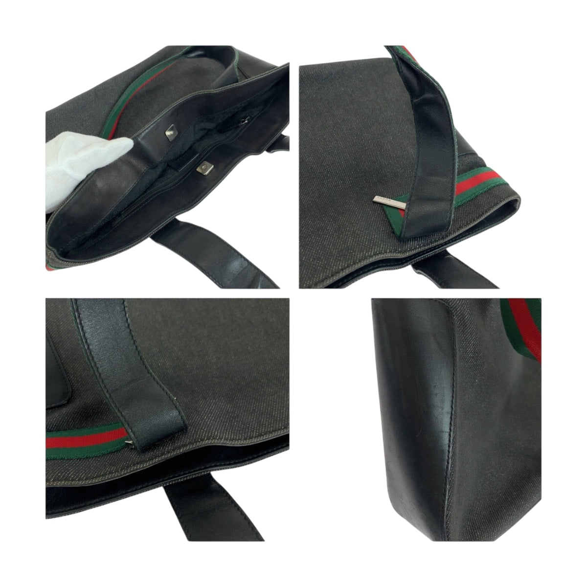 19601
GUCCI Sherry Line Black Canvas with Silver Hardware 73983 Tote Bag Handbag Ladies ABP29