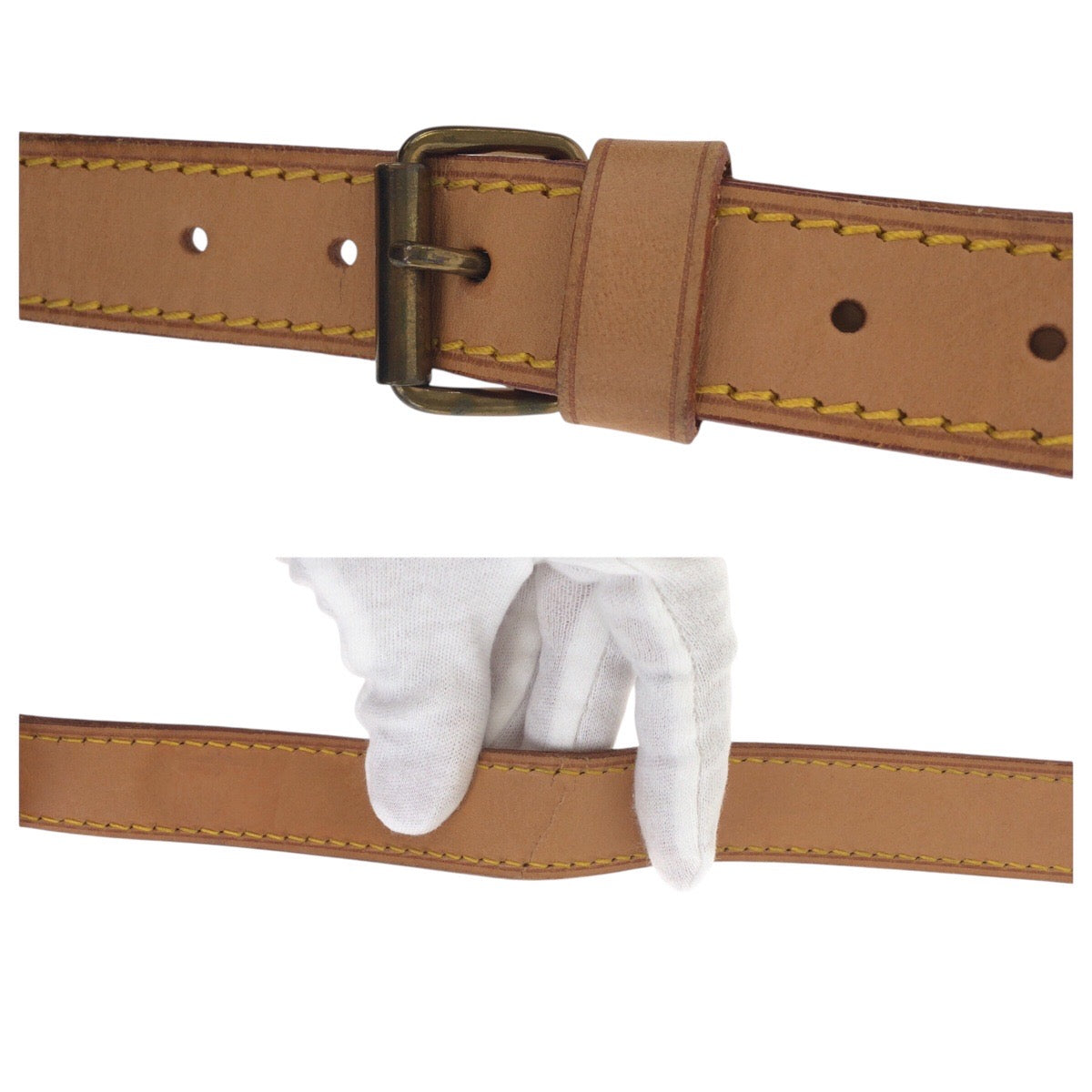 19605
LOUIS VUITTON Brown Gold Hardware Leather Shoulder Bag Shoulder Strap Only Ladies AB