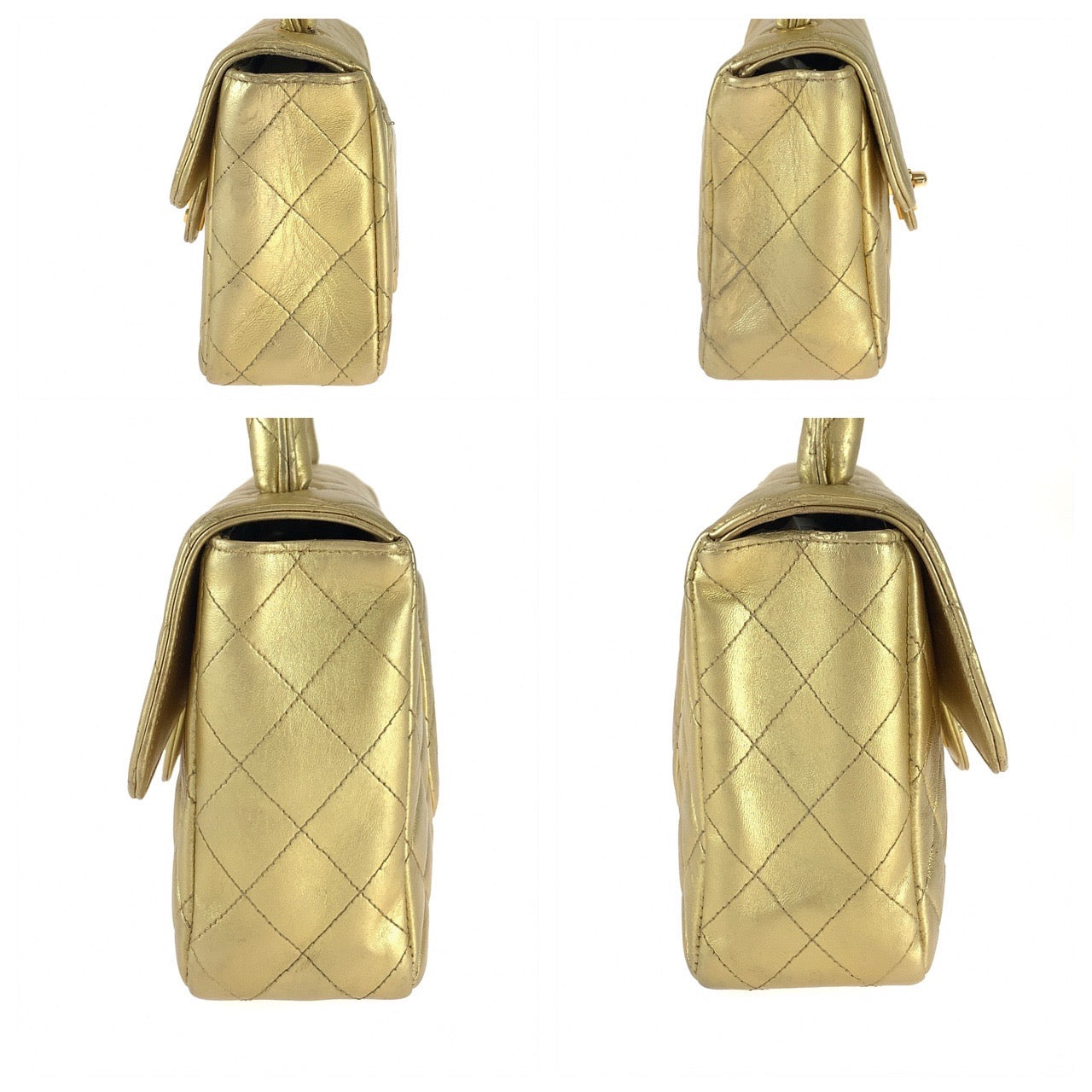 19606
CHANEL シャネル ヴィンテージ マトラッセ 親子バッグ ココマーク ターンロック カラビナ ゴールド ラムスキン ハンドバッグ バニティバッグ レディース ABP1300