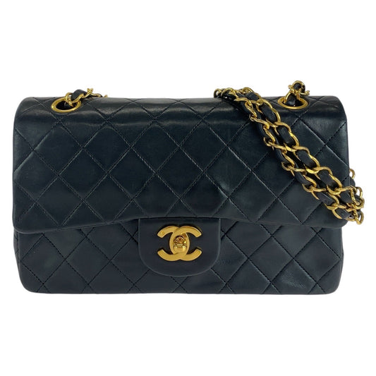 CHANEL シャネル ヴィンテージ マトラッセ ココマーク ターンロック ブラック 黒 ゴールド金具 ラムスキン チェーンショルダーバッグ ポシェット   レディース ABP