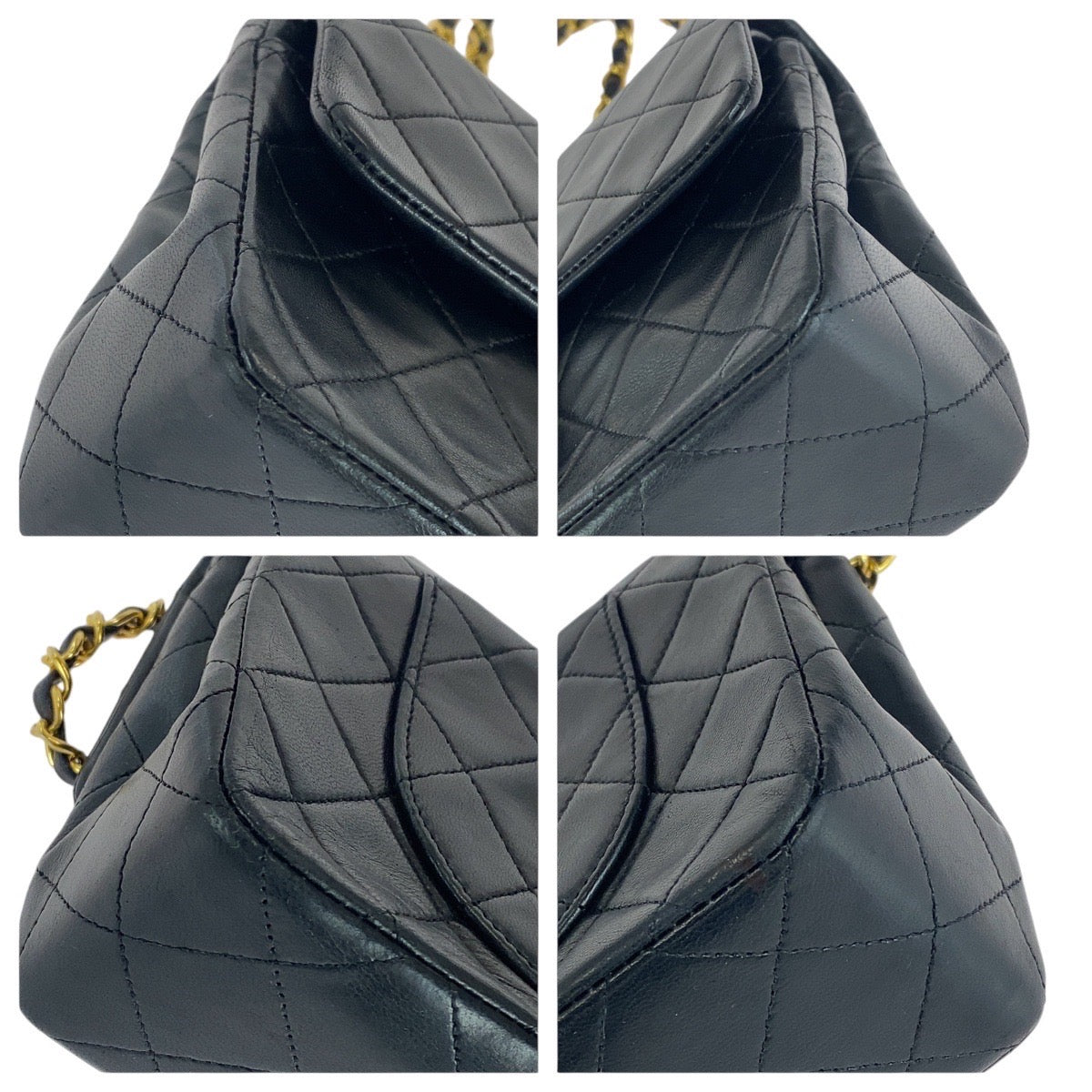 CHANEL シャネル ヴィンテージ マトラッセ ココマーク ターンロック ブラック 黒 ゴールド金具 ラムスキン チェーンショルダーバッグ ポシェット   レディース ABP