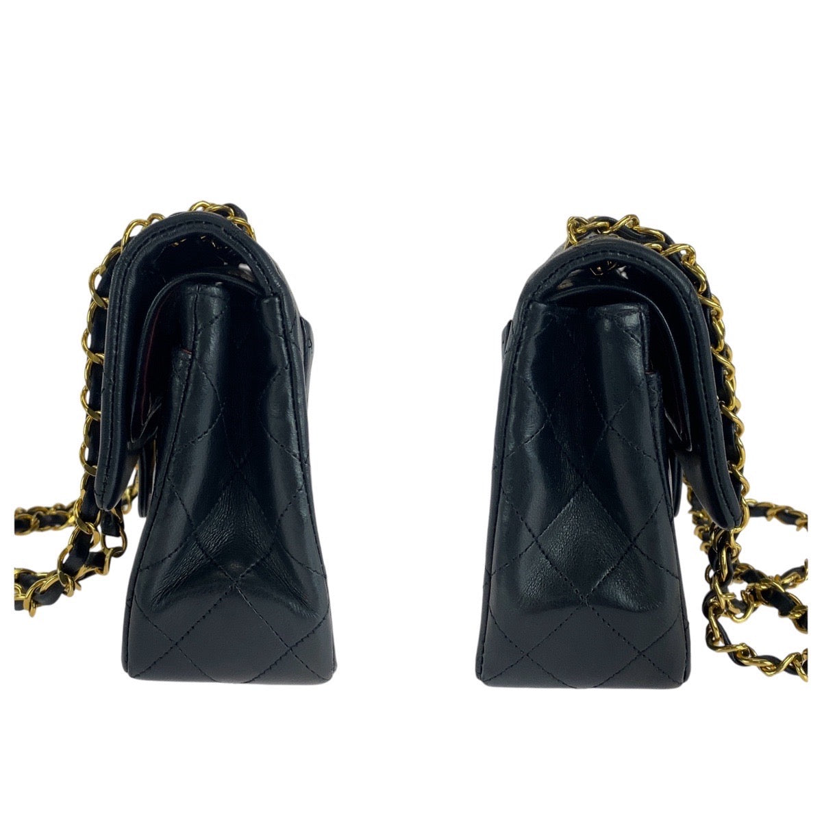 CHANEL シャネル ヴィンテージ マトラッセ ココマーク ターンロック ブラック 黒 ゴールド金具 ラムスキン チェーンショルダーバッグ ポシェット   レディース ABP