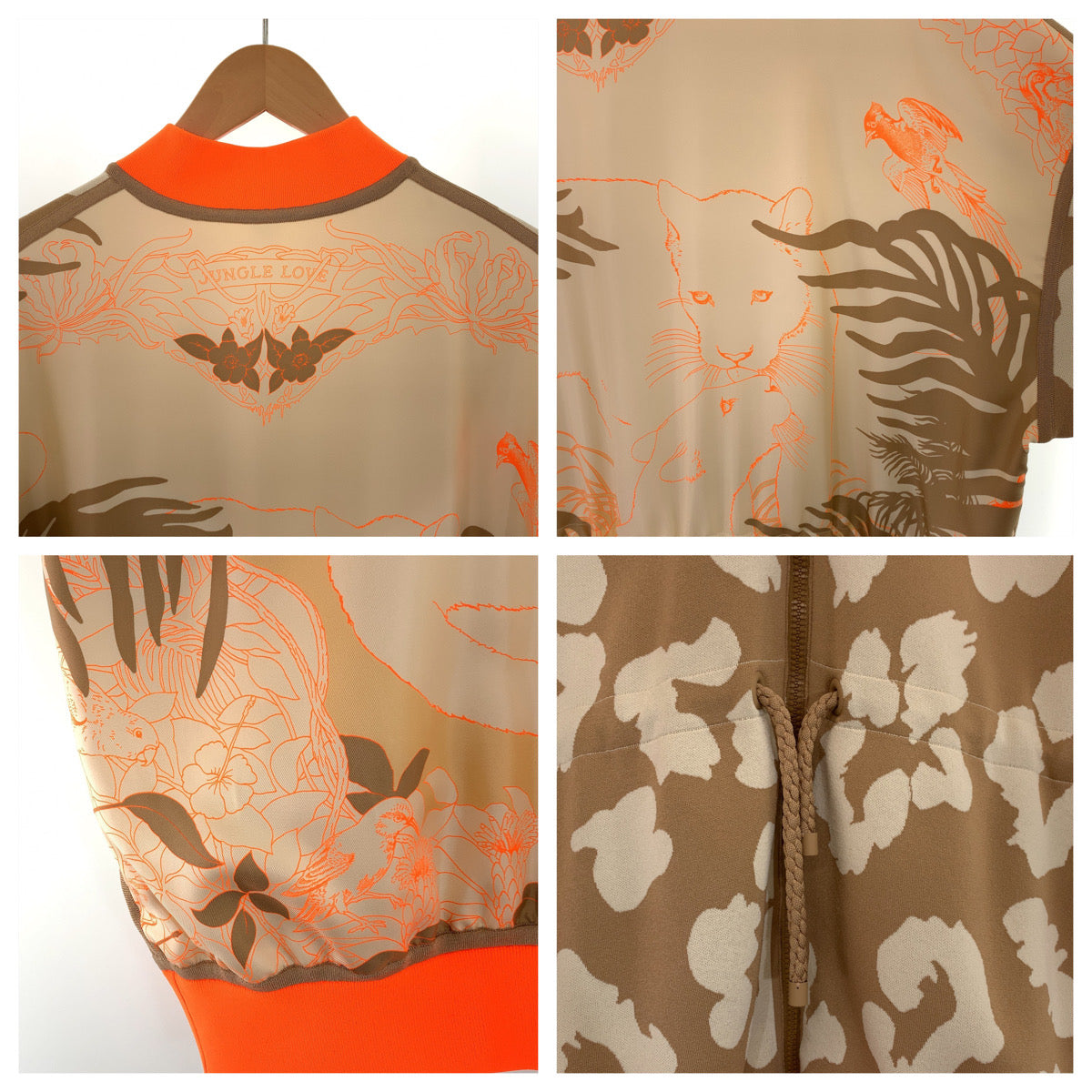 19611
HERMES エルメス ツイルレーヌ サイズ34 タグ付き ブラウン オレンジ シルク / ポリエステル 2H2816DR ジャケット カーディガン ジャージ レディース N320