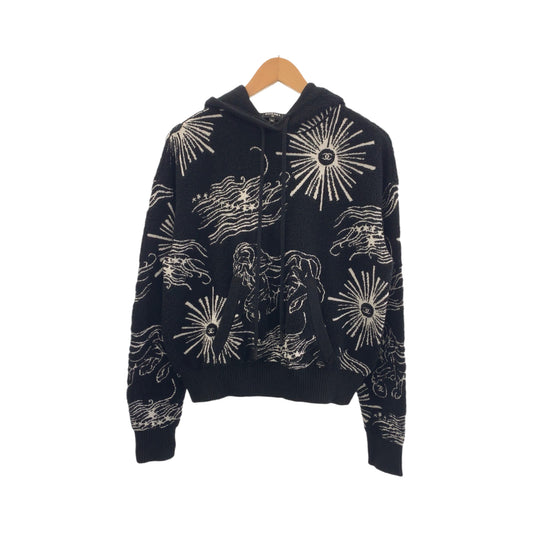 19612
CHANEL シャネル ライオン ココマーク サイズ34 ブラック 黒 ホワイト コットン P72134K10333 パーカー レディース SA212