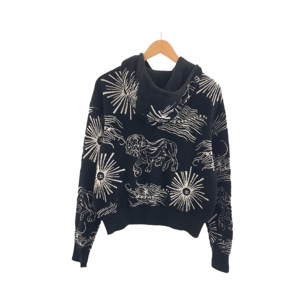 19612
CHANEL シャネル ライオン ココマーク サイズ34 ブラック 黒 ホワイト コットン P72134K10333 パーカー レディース SA212