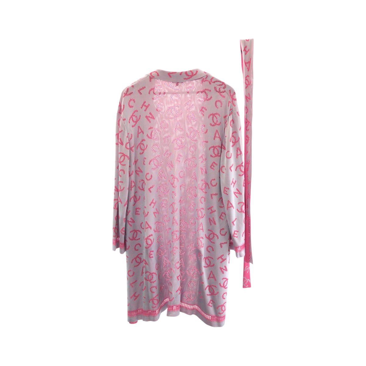 19614
CHANEL シャネル ココマーク サイズ42 ピンク グレー レーヨン P62933K48495 カーディガン ガウンコート レディース A184