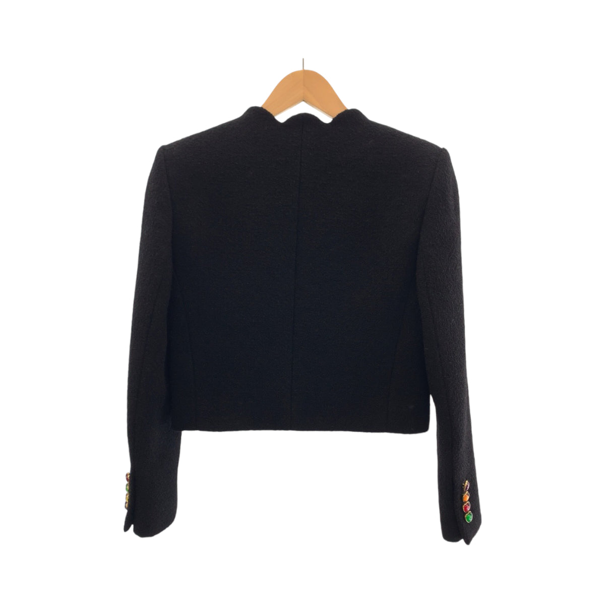 19616
SAINT LAURENT PARIS サンローランパリ ブークレツイード ラブハート クロップド サイズ34 ブラック 黒 マルチカラー ウール 686538 クロップドジャケット ノーカラージャケット レディース A180