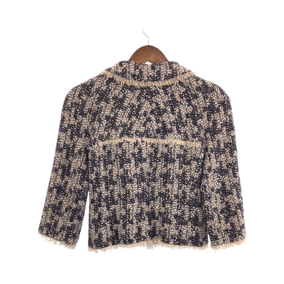 19618
CHANEL シャネル ココマーク サイズ36 ネイビー ホワイト シルバー金具 レーヨン P26888V16950 ツイードジャケット レディース A157