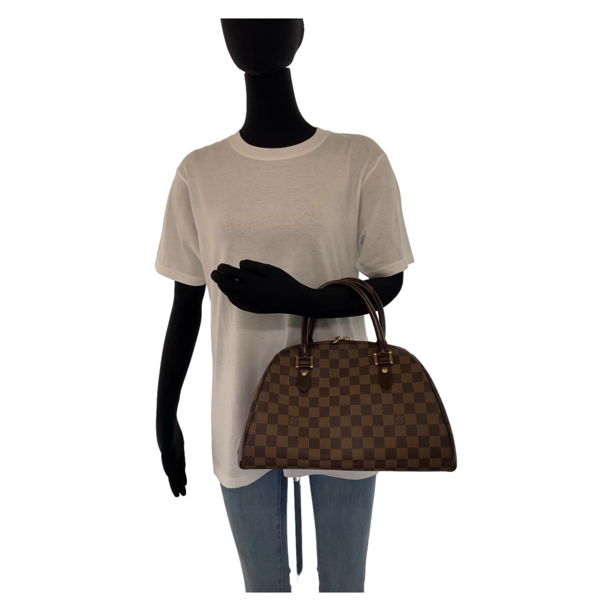 LOUIS VUITTON ルイヴィトン ダミエ リベラMM エベヌ ゴールド金具 PVC N41434 ハンドバッグ トートバッグ  レディース A