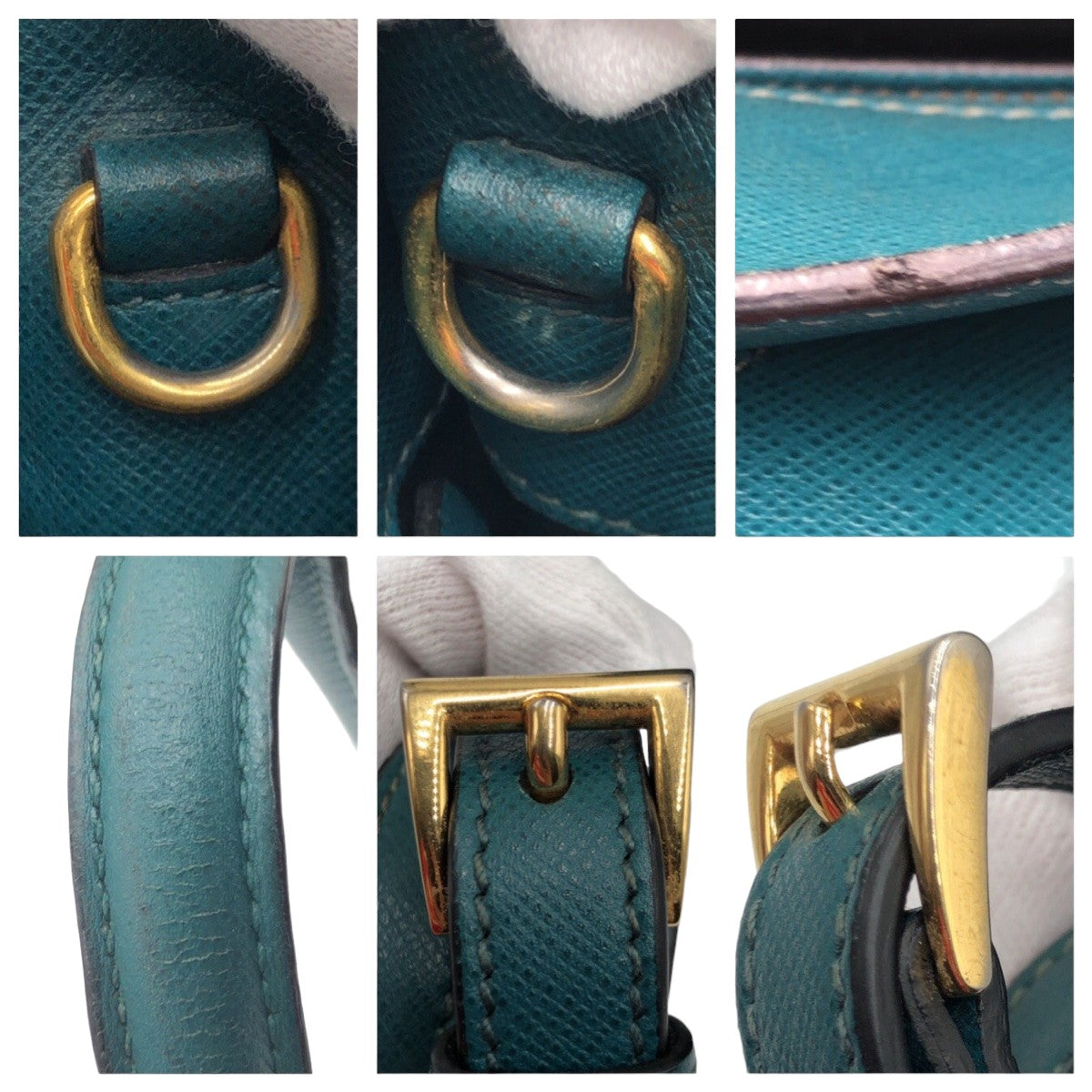 PRADA プラダ サフィアーノ グリーン ゴールド金具 レザー BN2606 トートバッグ ショルダーバッグ 2way  レディース AB