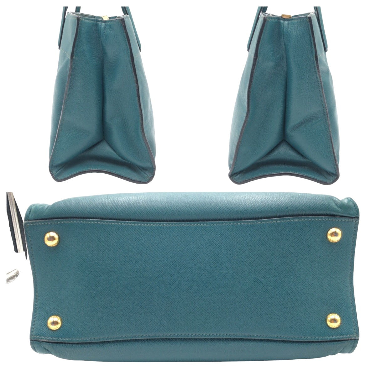 PRADA プラダ サフィアーノ グリーン ゴールド金具 レザー BN2606 トートバッグ ショルダーバッグ 2way  レディース AB