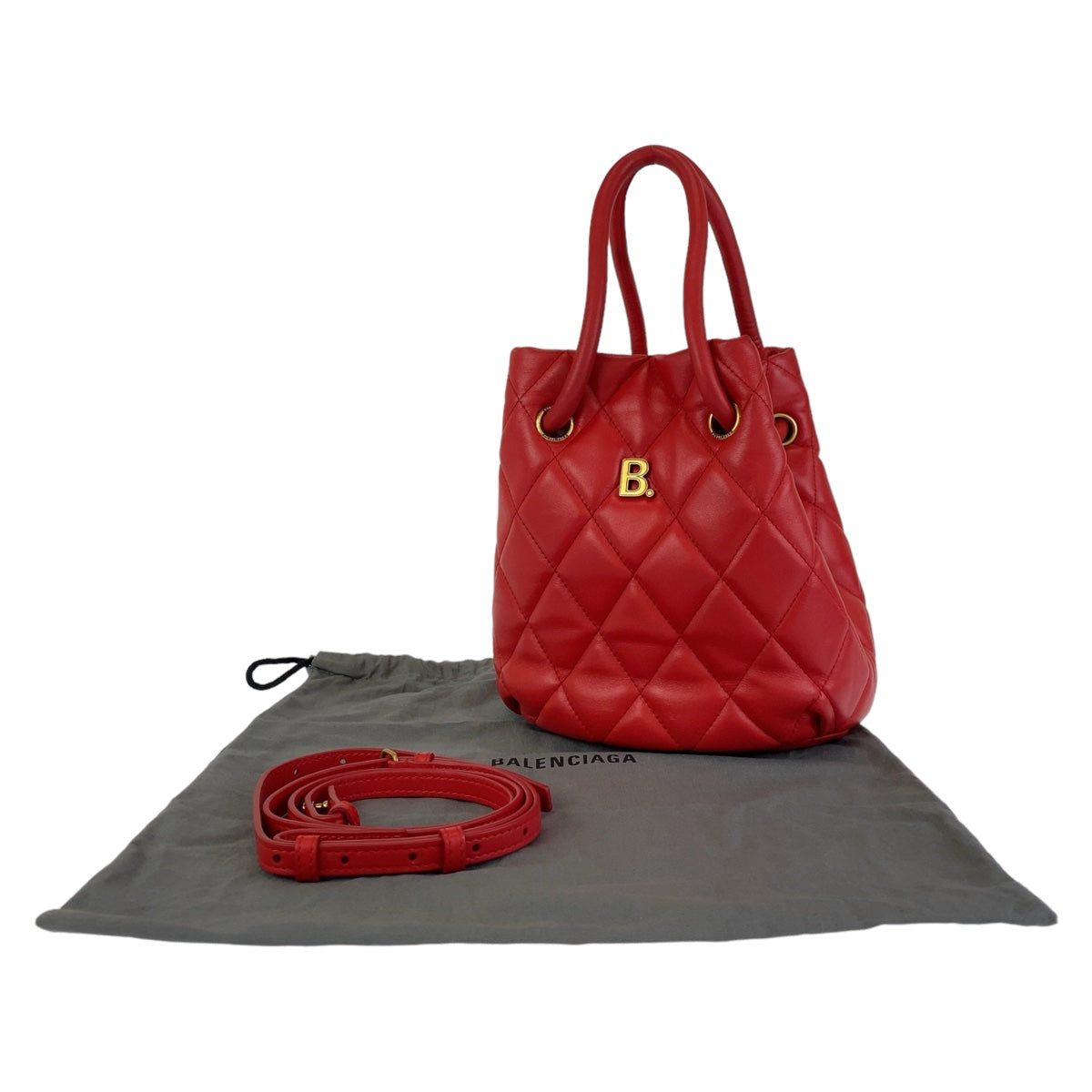 19629
BALENCIAGA バレンシアガ Bバケットバッグ レッド ゴールド金具 レザー 600327 ショルダーバッグ ハンドバッグ 2way レディース A