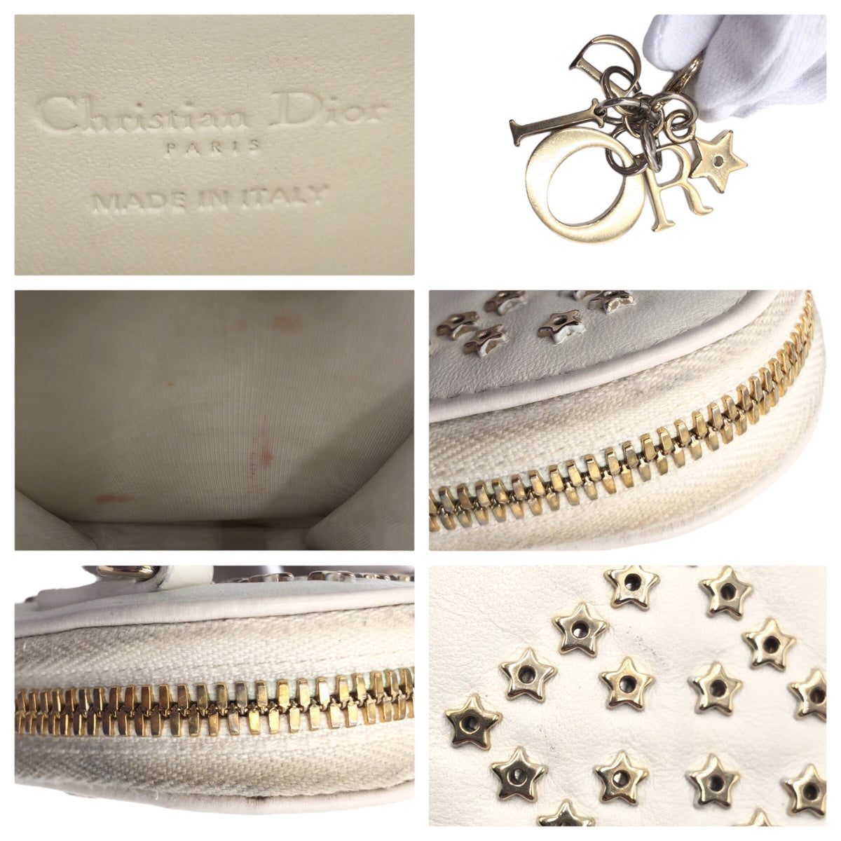 19631
Dior ディオール レディディオール ホワイト ゴールド金具 レザー S0872BNHB ショルダーバッグ フォンポーチ フォンケース レディース AB70