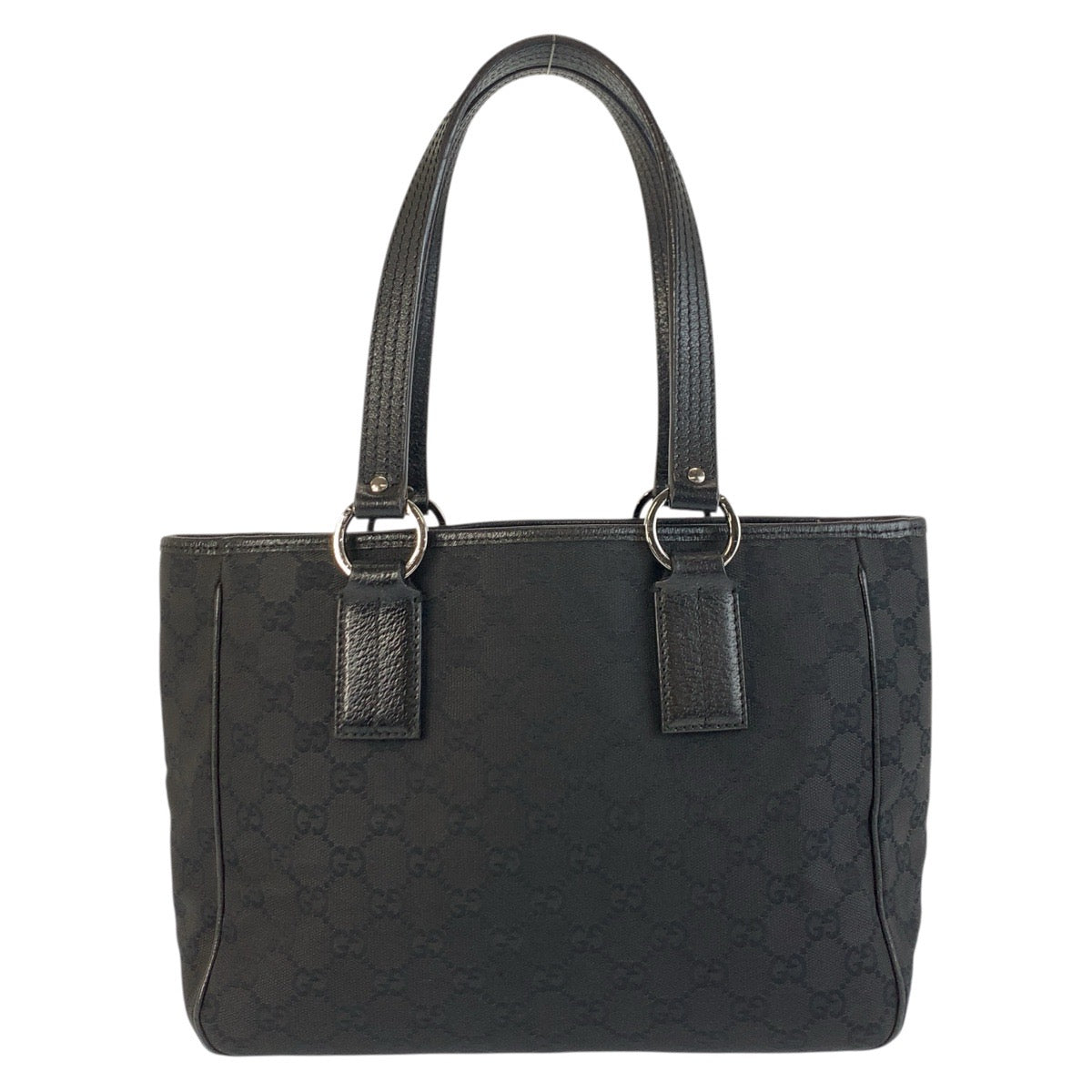19637
GUCCI Black Silver Hardware GG Canvas / Leather 113019 Tote Bag Shoulder Bag Ladies ABP34